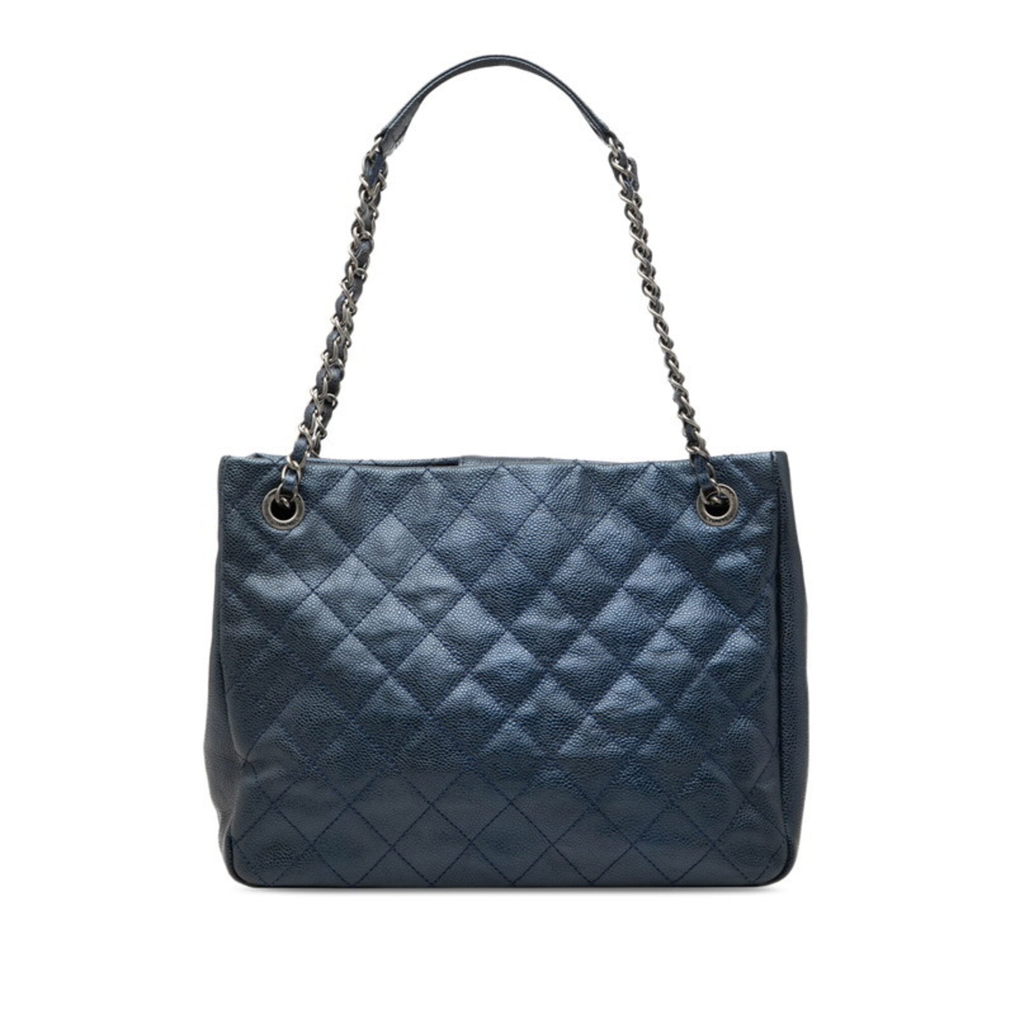 Chanel Blue Grained Calfskin Tote Bag (Pre-Owned)