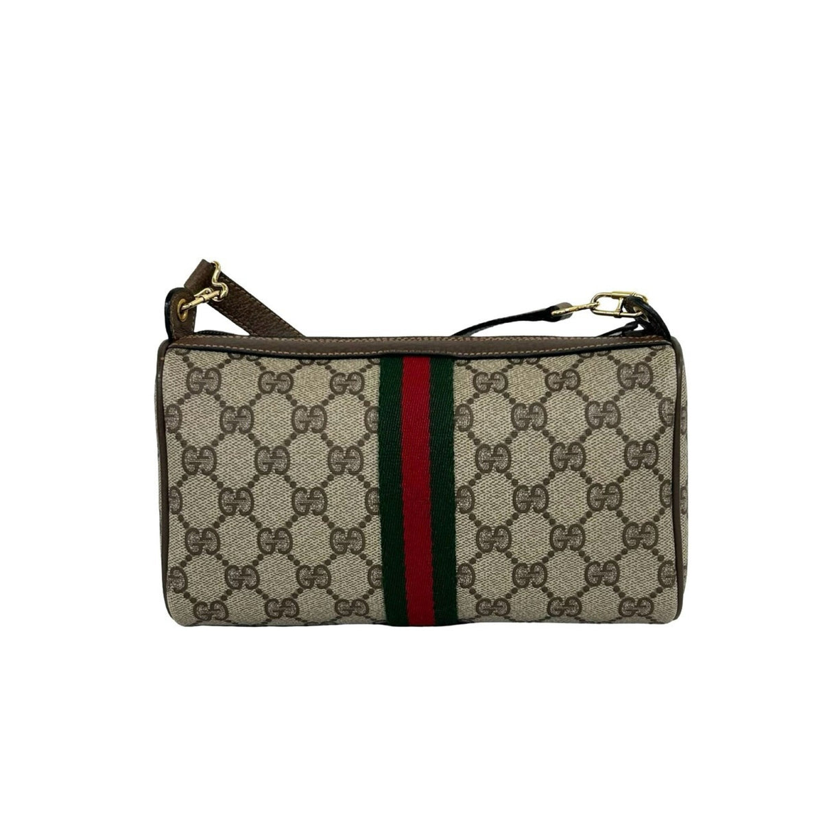 Gucci Brown Green Red Color Leather Pvc Pochette Shoulder Bag (Pre-Owned)