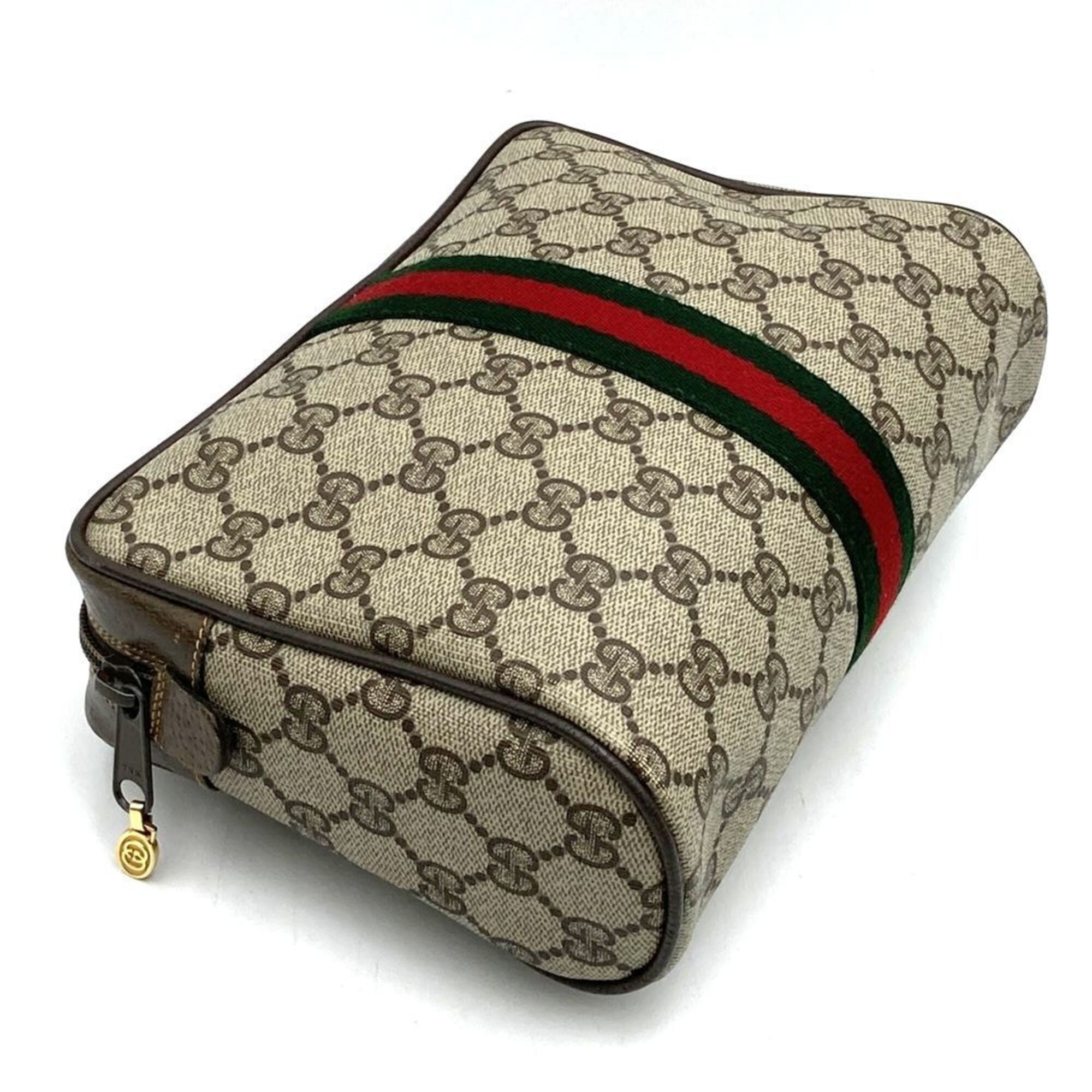 Gucci Brown Gg Supreme Clutch Bag Pouch (Pre-Owned)