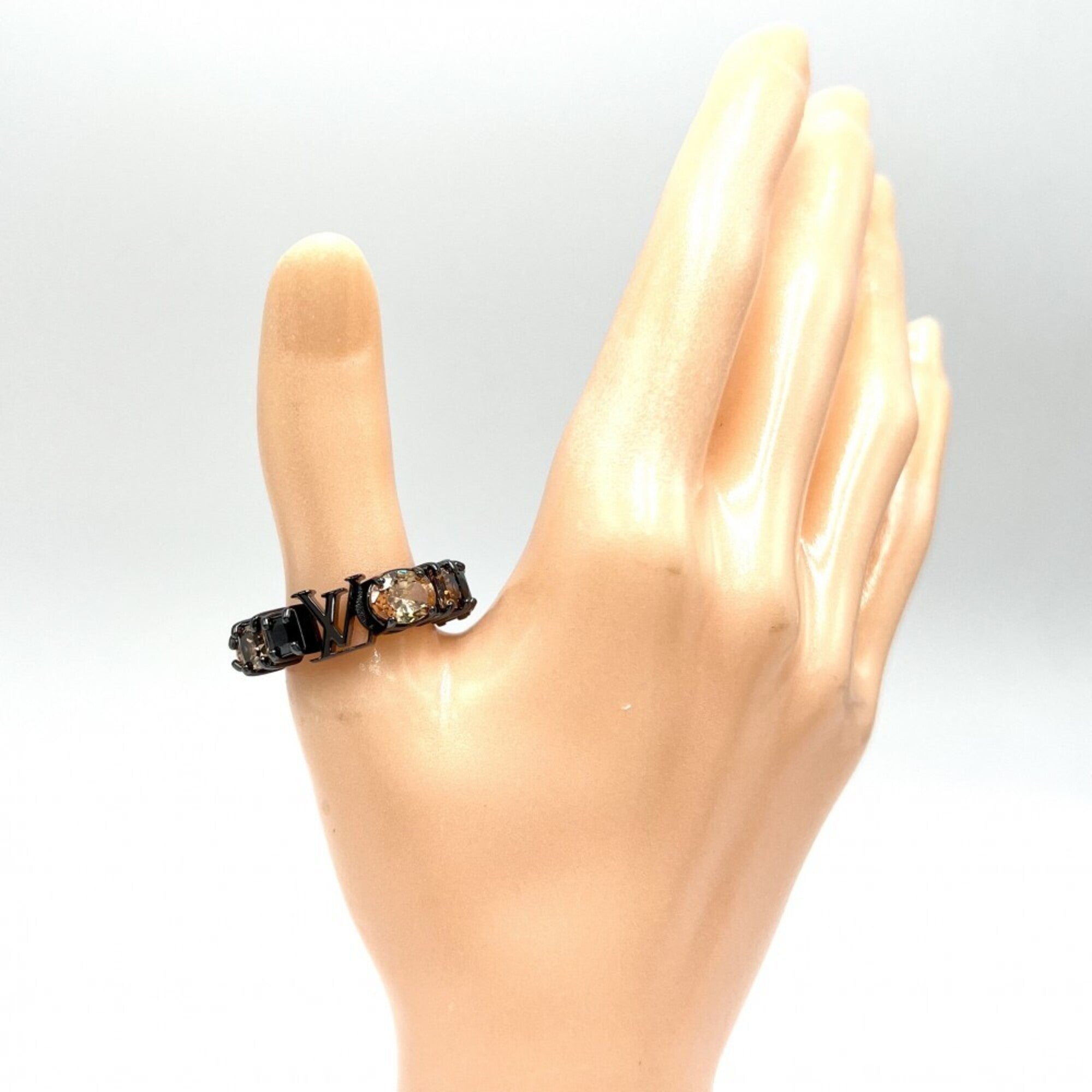 Louis Vuitton Black Orange Rhinestone Band Ring (Pre-Owned)