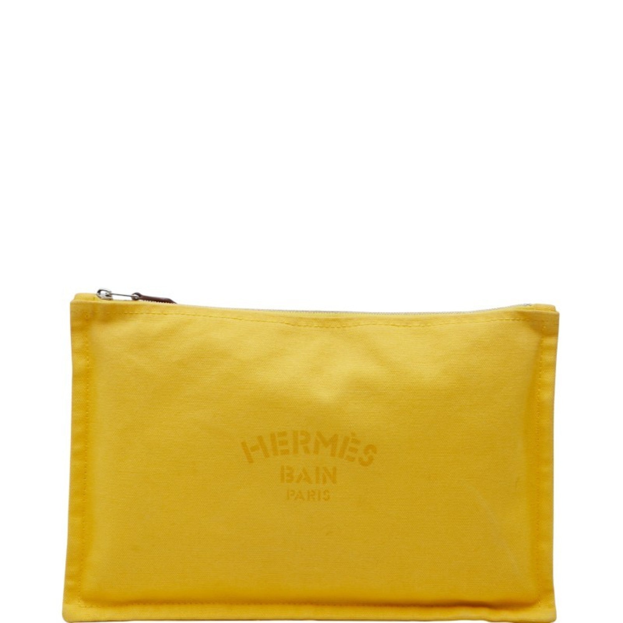 Hermes Yellow Canvas Clutch Bag Pouch (Pre-Owned)