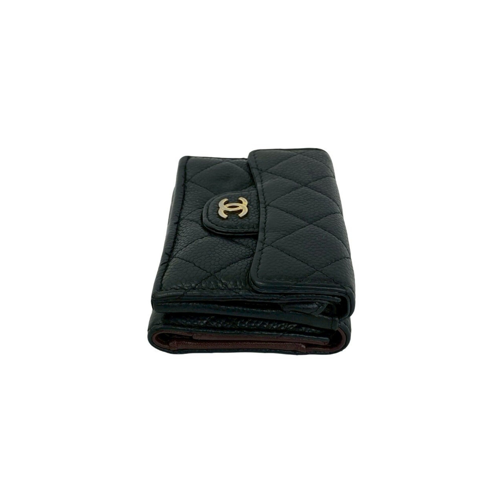 Chanel Black Grained Calfskin Wallet (Tri-Fold) (Pre-Owned)