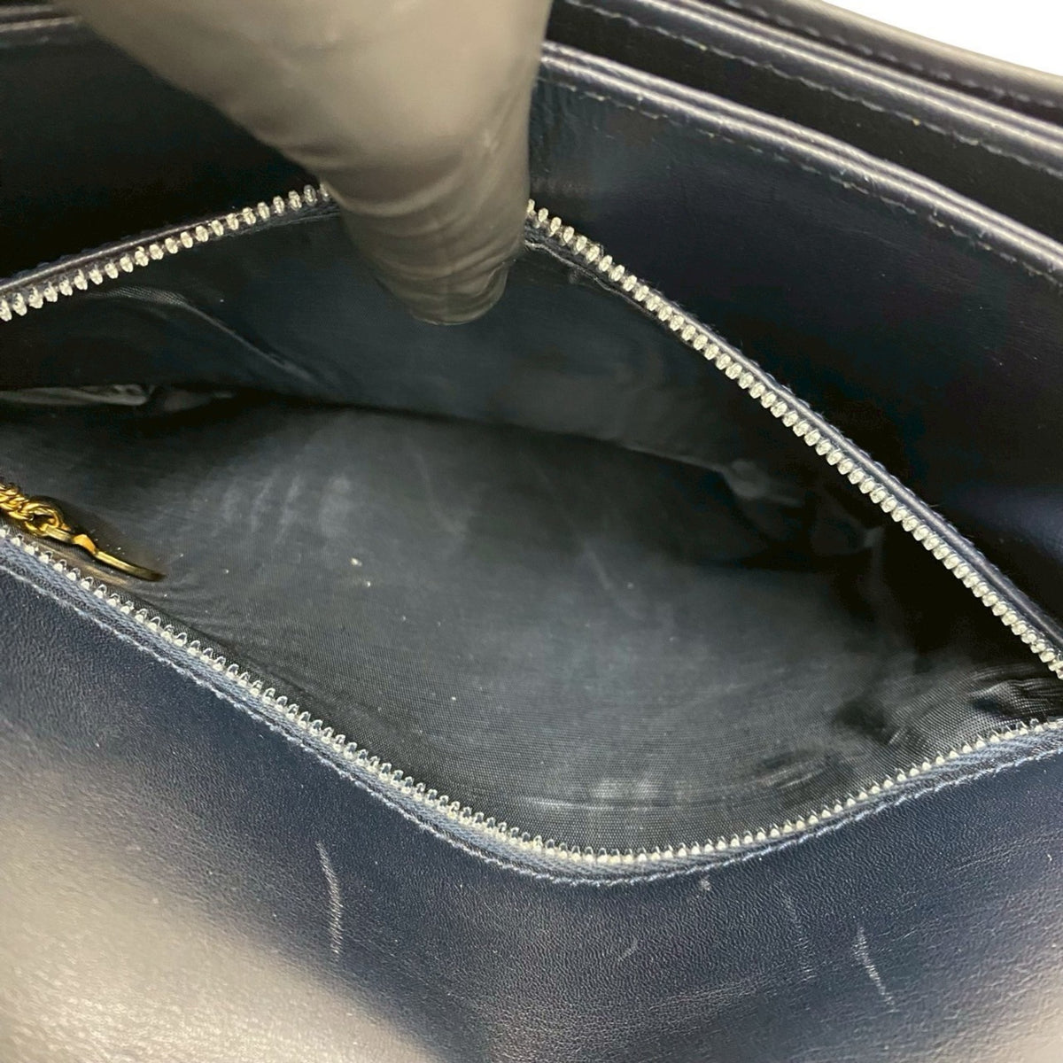 Celine Navy Leather Pochette Shoulder Bag (Pre-Owned)