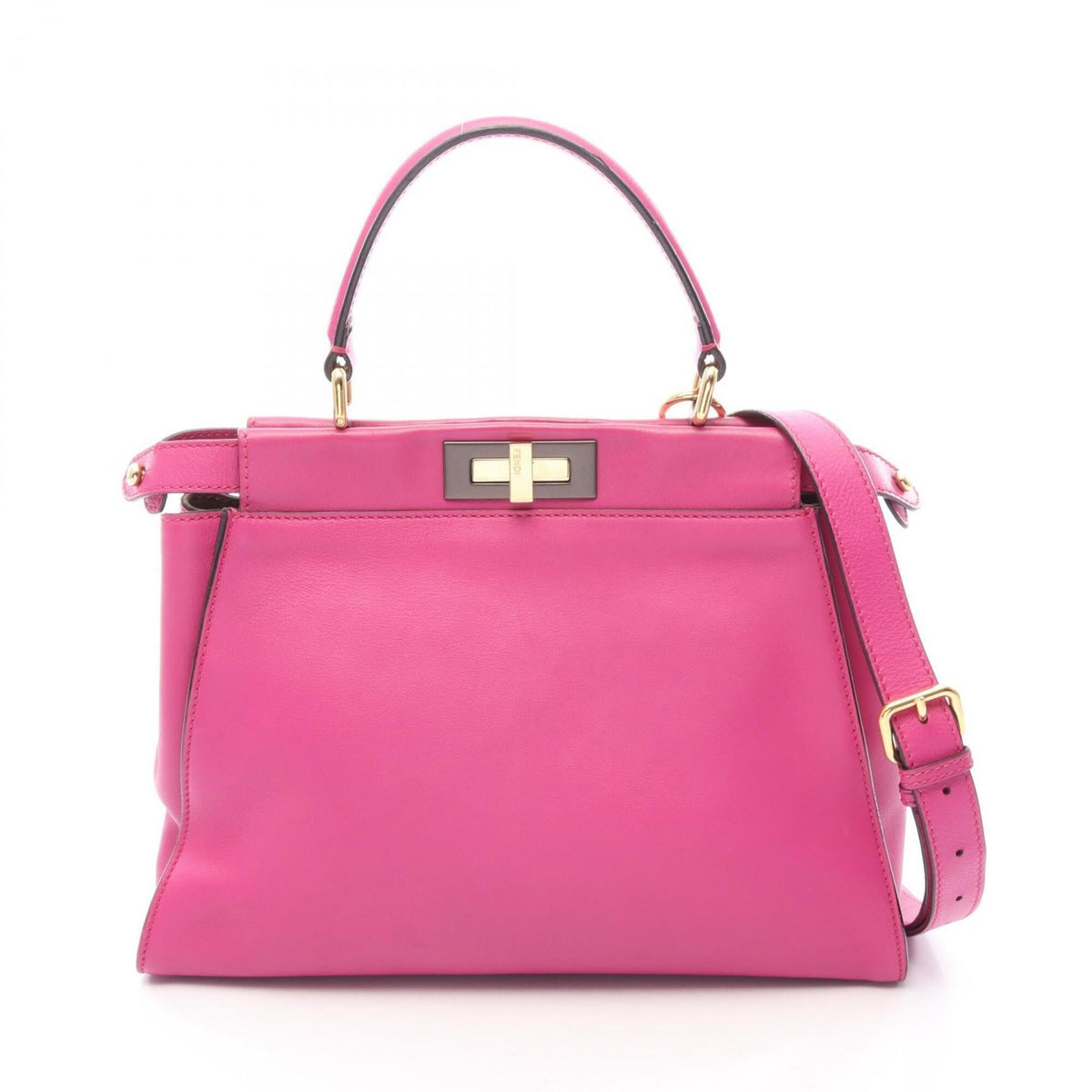 Fendi Peekaboo Pink Leather Handbag (Pre-Owned)