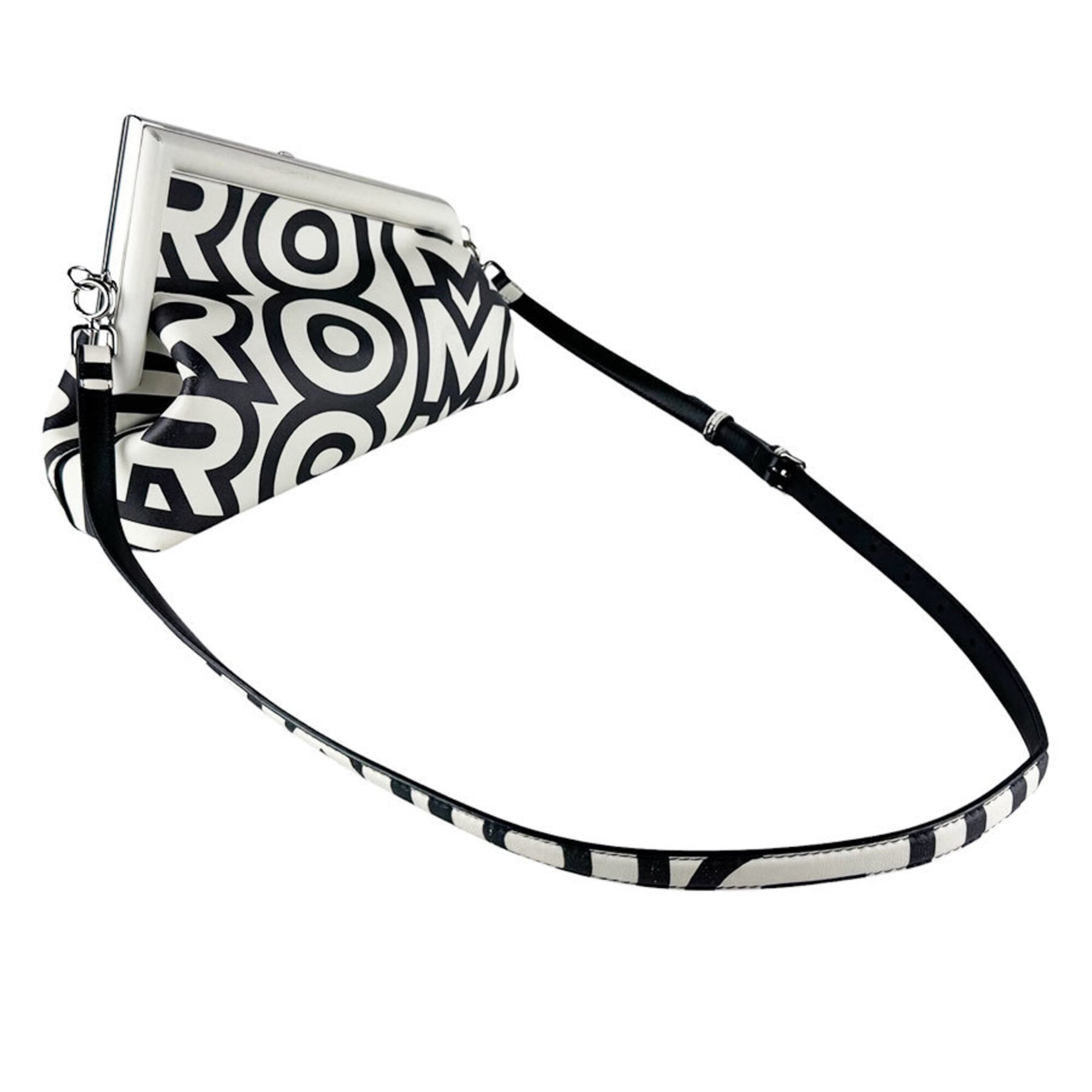 Fendi Black White Leather Shoulder Bag (Pre-Owned)