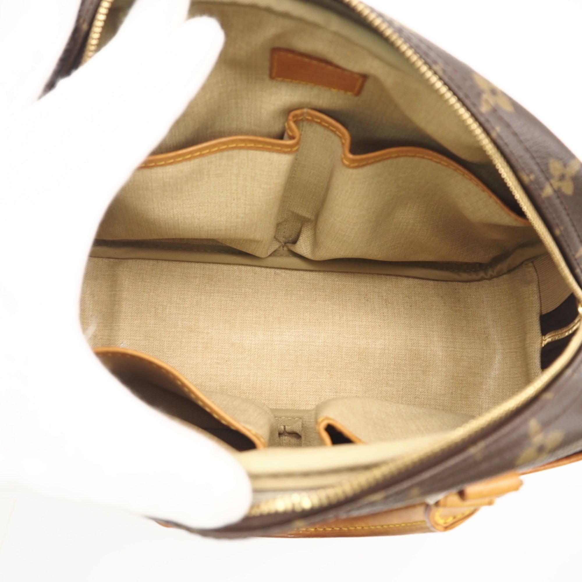 Louis Vuitton Monogram Beige Brown Coated Canvas Leather Handbag (Pre-Owned)