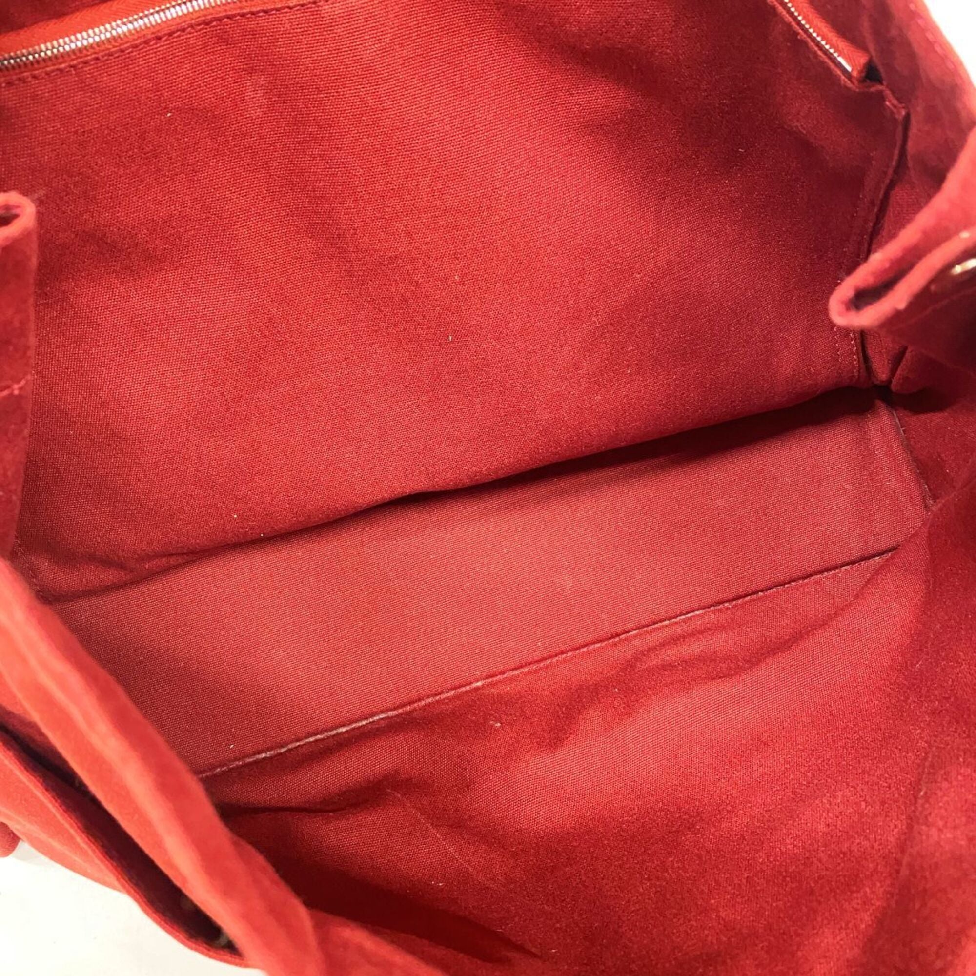 Hermes Red Color Canvas Tote Bag (Pre-Owned)