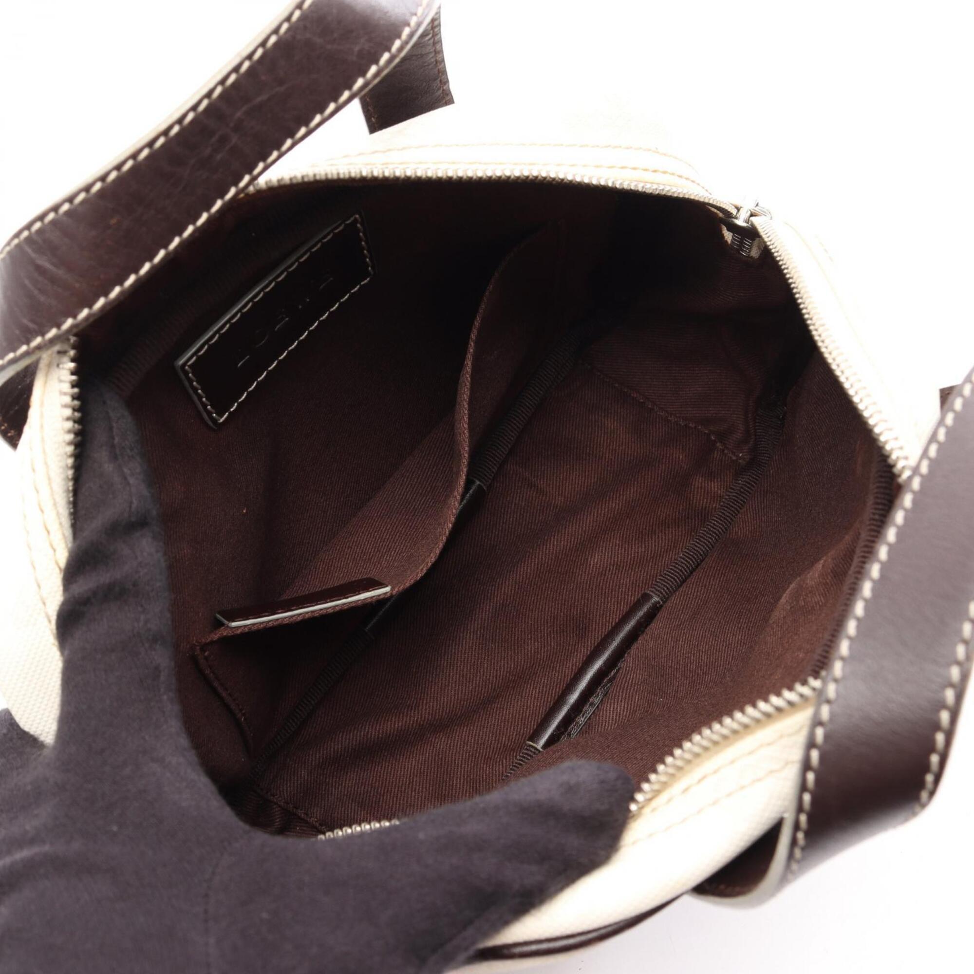 Loewe Brown White Coated Canvas Leather Handbag (Pre-Owned)