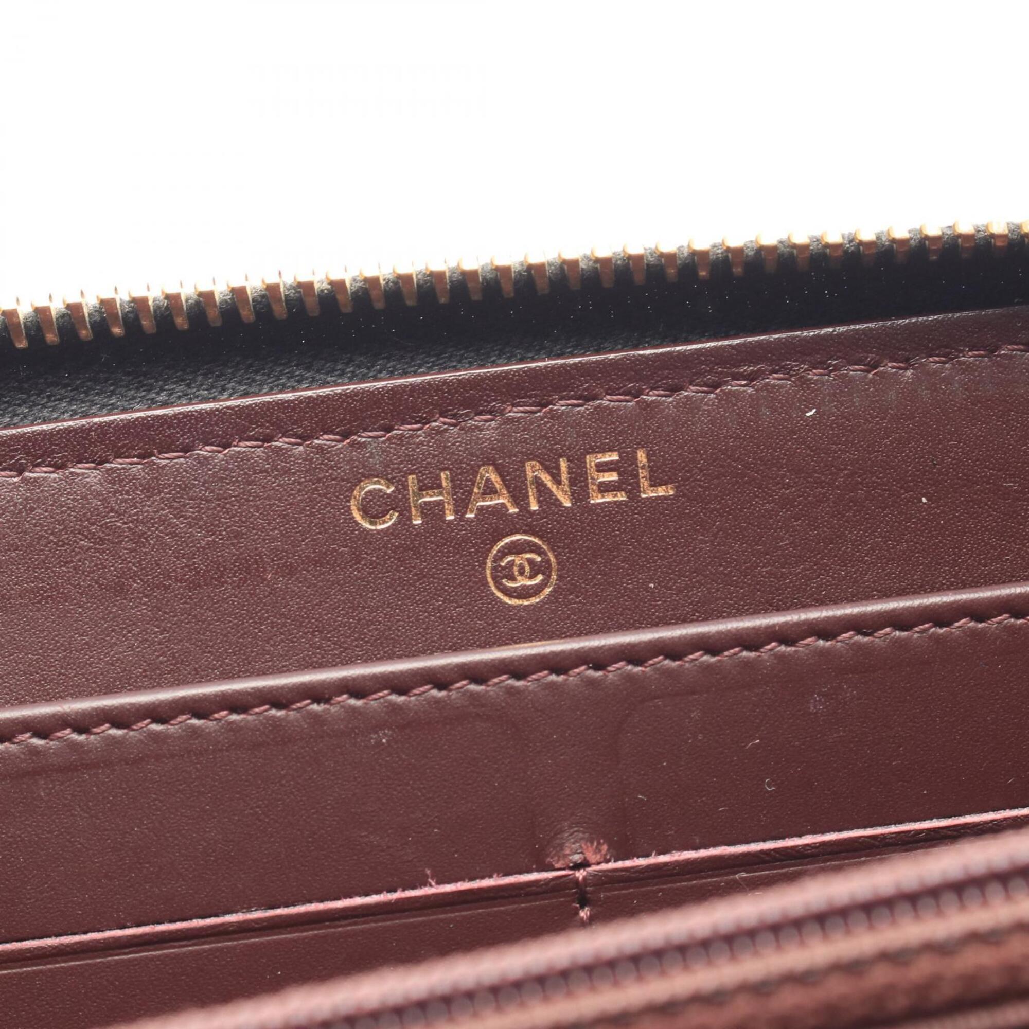 Chanel Black Grained Calfskin Long Wallet (Bi-Fold) (Pre-Owned)