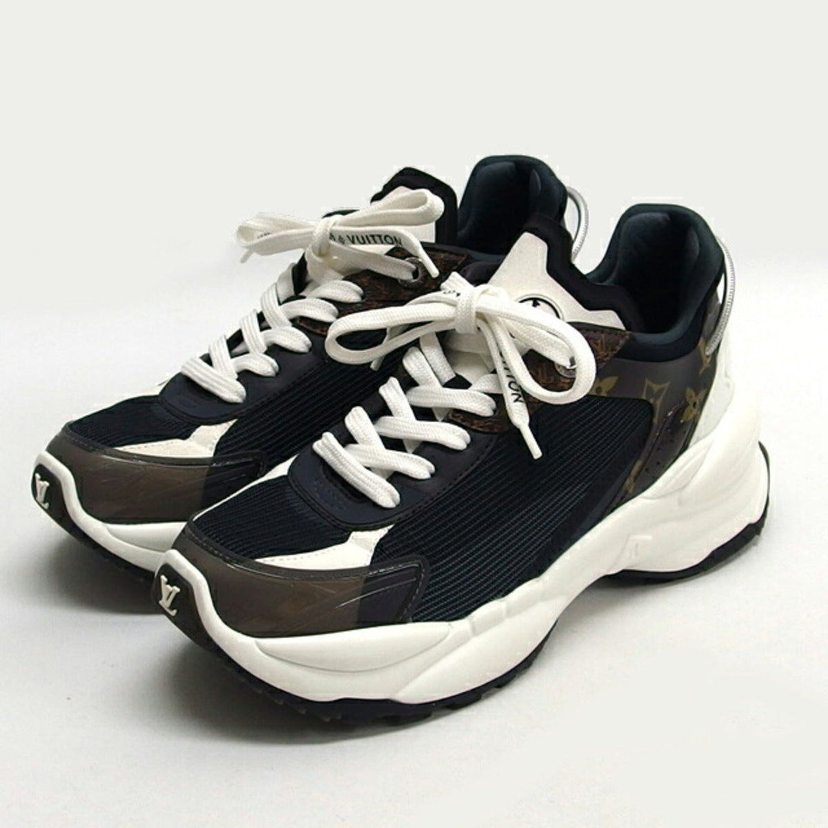 Louis Vuitton Black Dark Brown White Sneakers (Pre-Owned)
