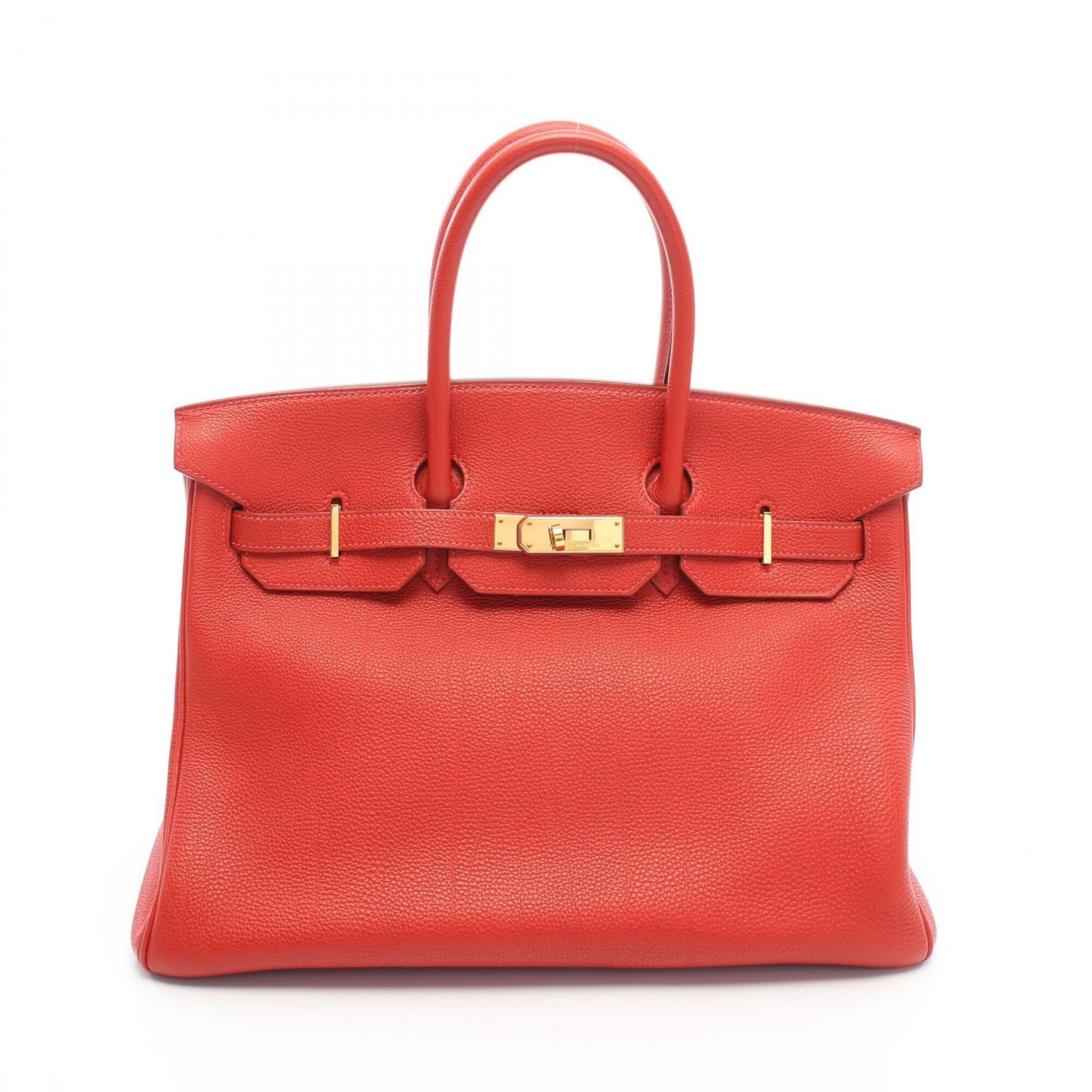 Hermes Red Color Togo Leather Leather Handbag (Pre-Owned)