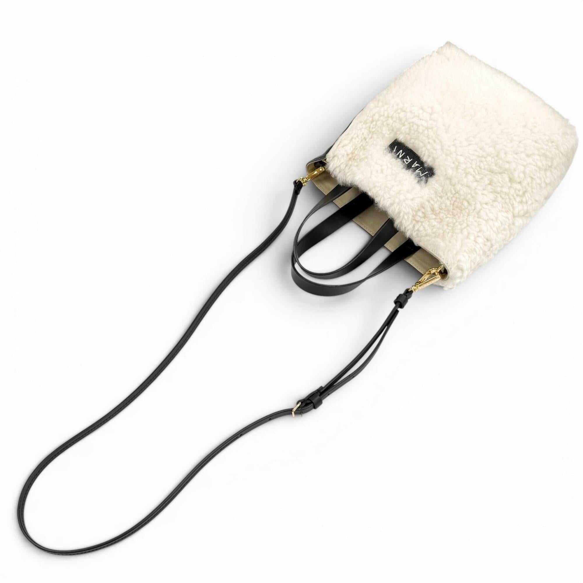 Marni Black Off-White Fur Leather Shoulder Bag (Pre-Owned)