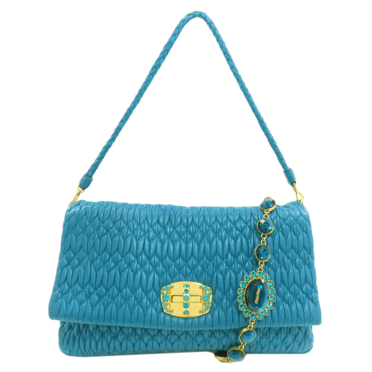 Miu Miu Blue Leather Shoulder Bag (Pre-Owned)