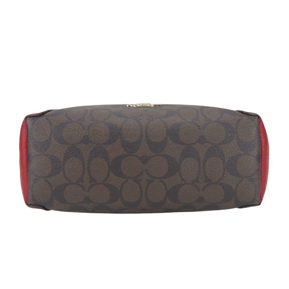 Coach Signature Brown Red Color Signature Line Leather Handbag (Pre-Owned)