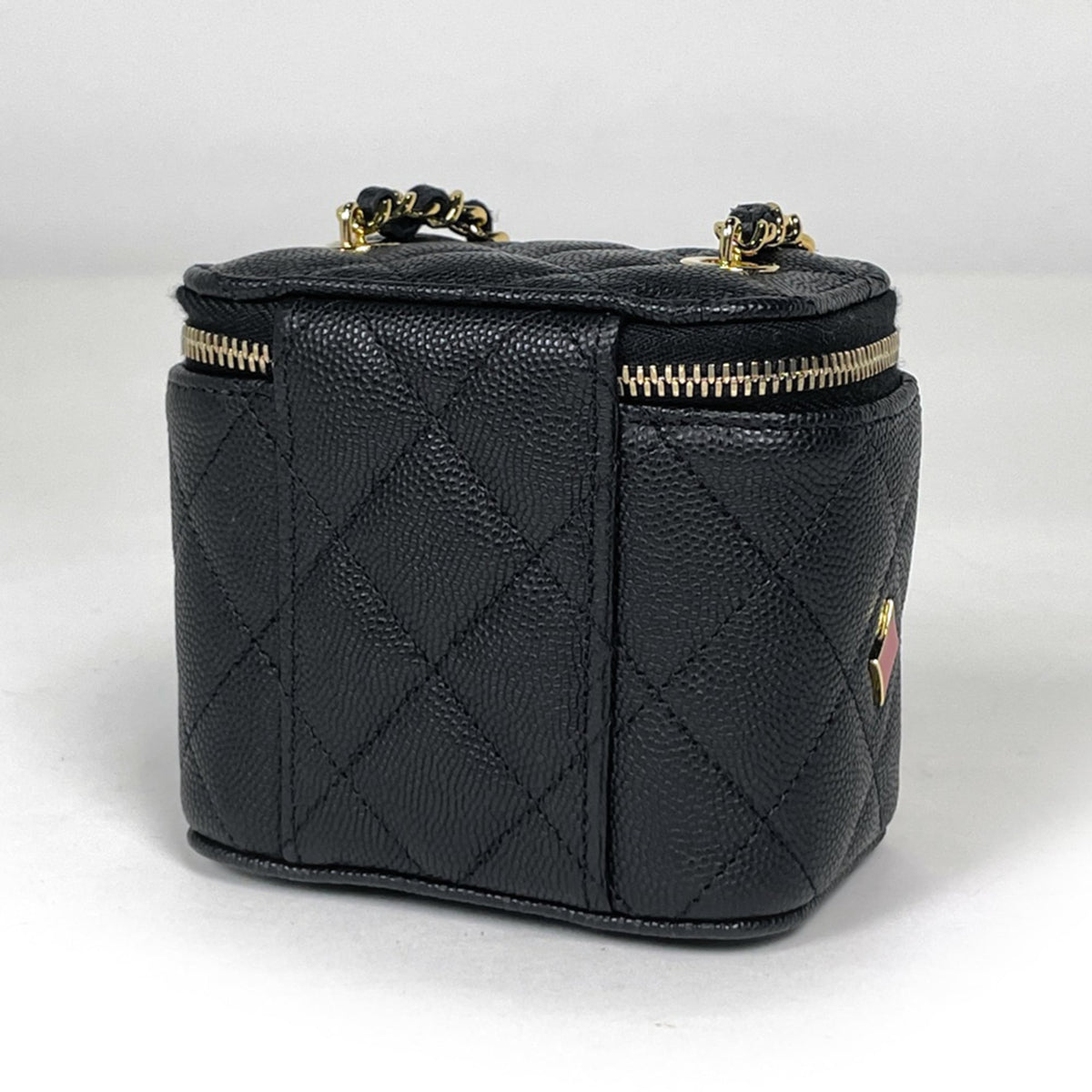 Chanel Matelasse Black Grained Calfskin Shoulder Bag Vanity Bag (Pre-Owned)