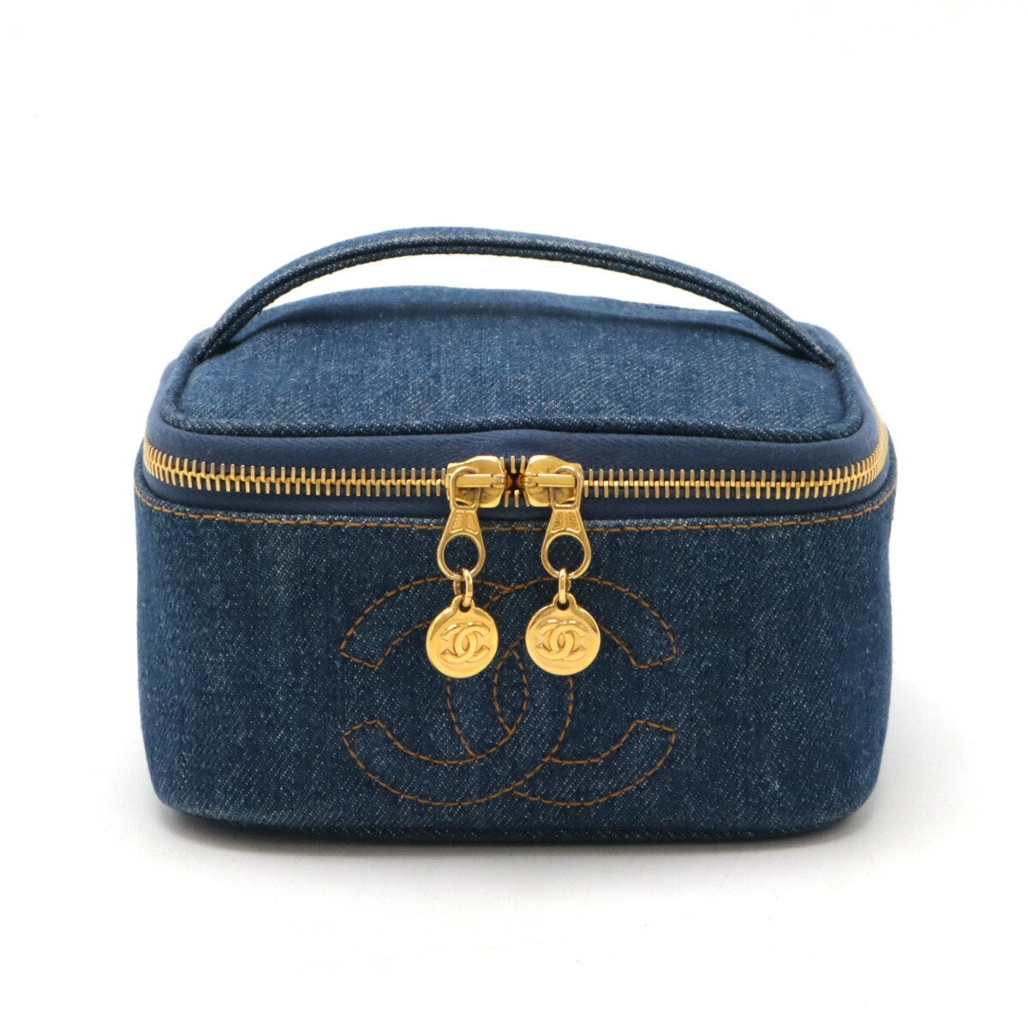Chanel Blue Denim Handbag Vanity Bag (Pre-Owned)