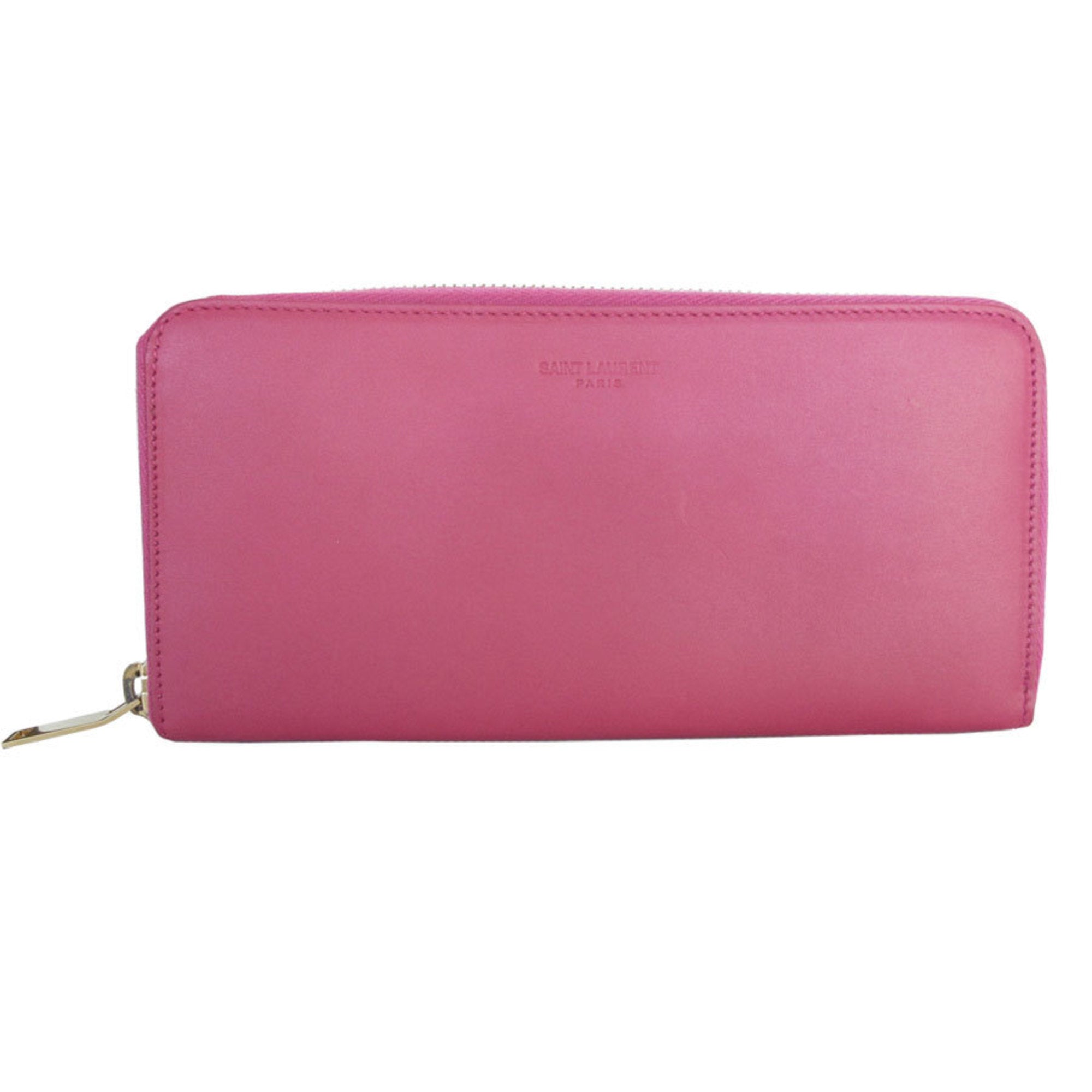 Saint Laurent Pink Leather Long Wallet (Bi-Fold) (Pre-Owned)