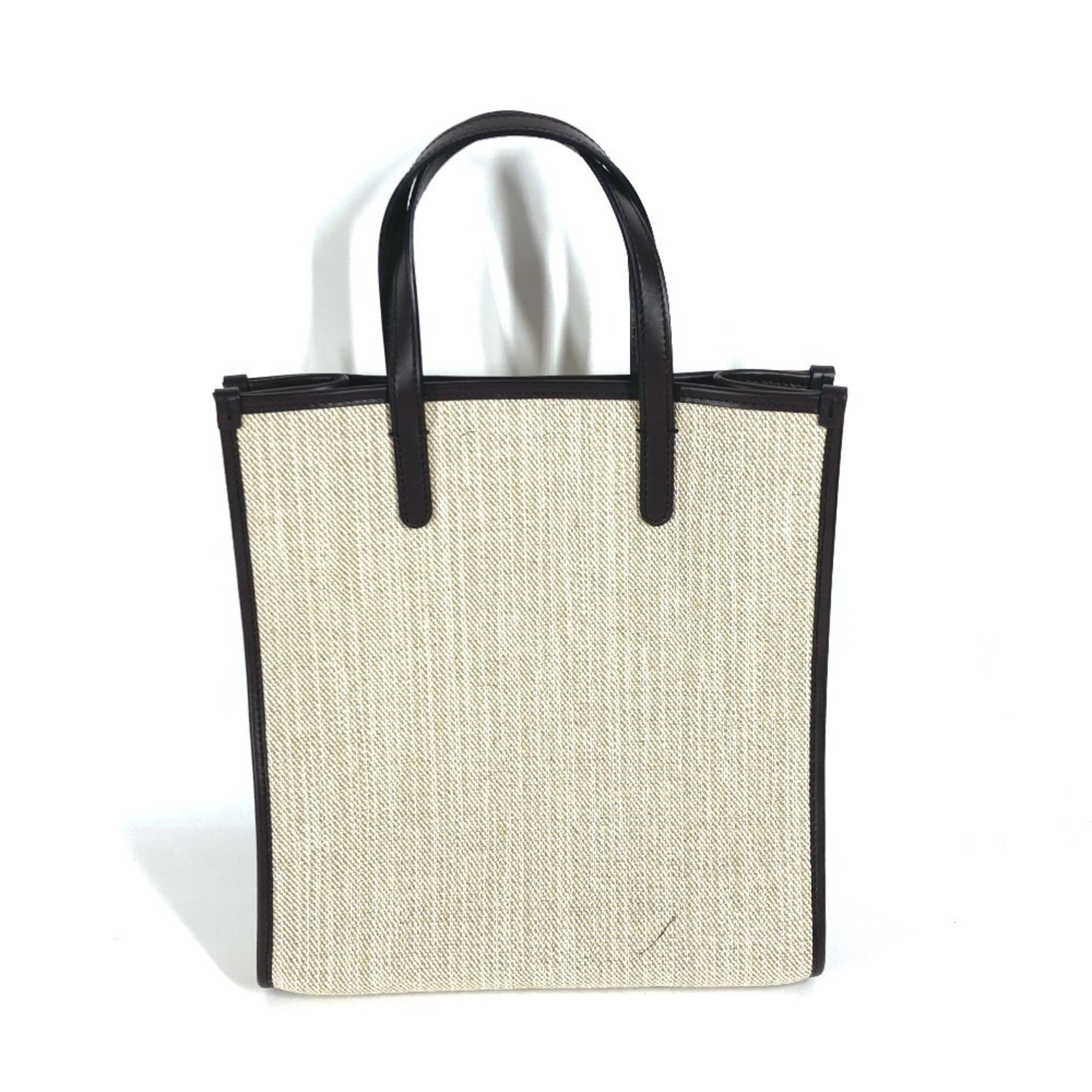 Dolce & Gabbana Beige Brown Canvas Leather Shoulder Bag Tote Bag (Pre-Owned)