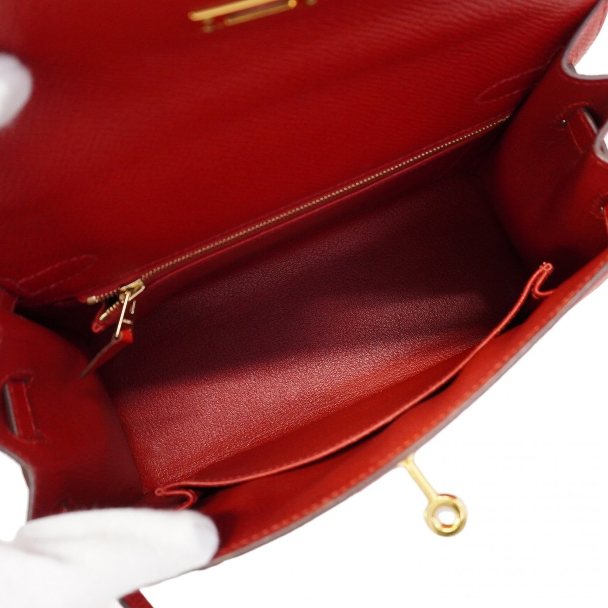 Hermes Rouge Casaque Epsom Leather Handbag (Pre-Owned)