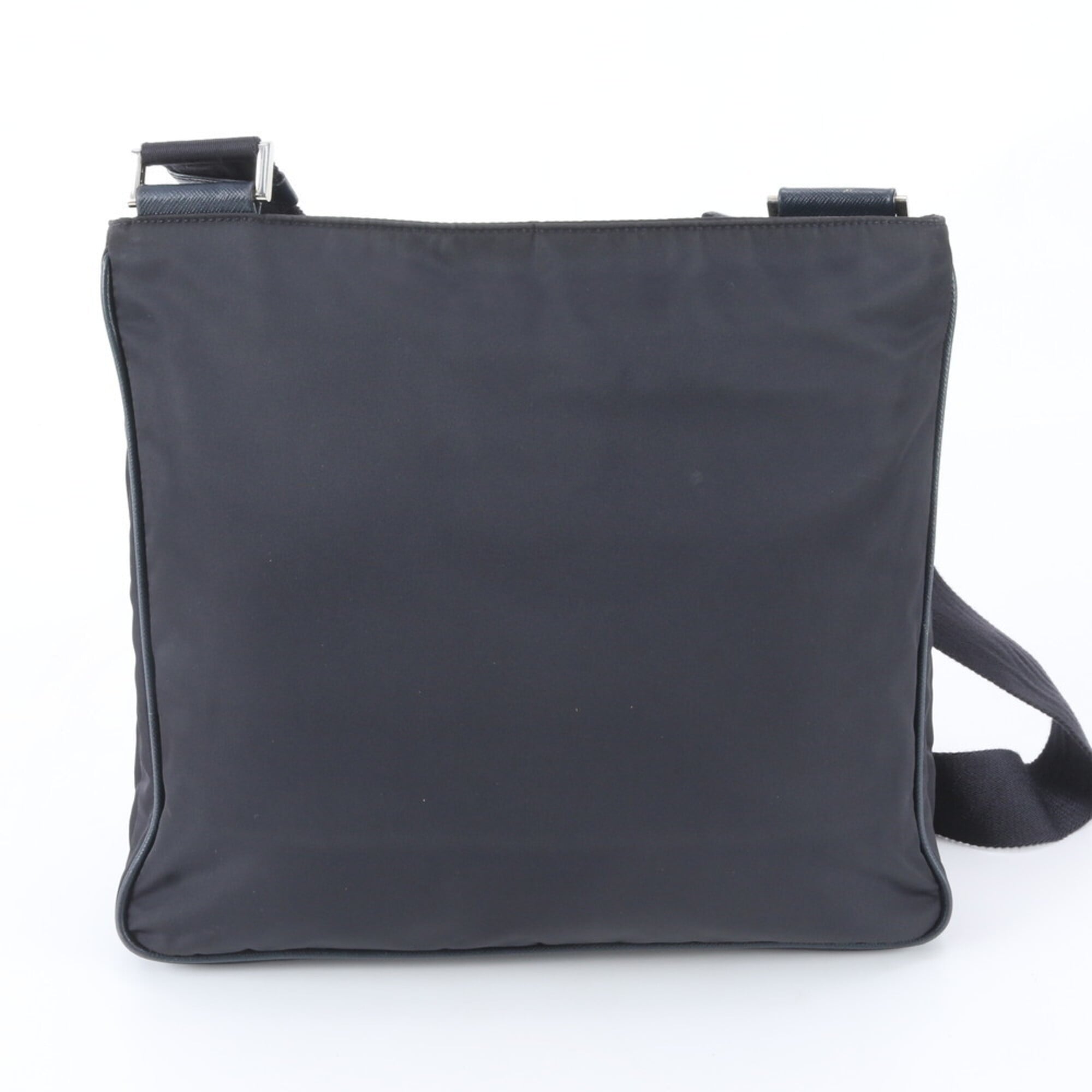 Prada Saffiano Navy Nylon Leather Shoulder Bag (Pre-Owned)