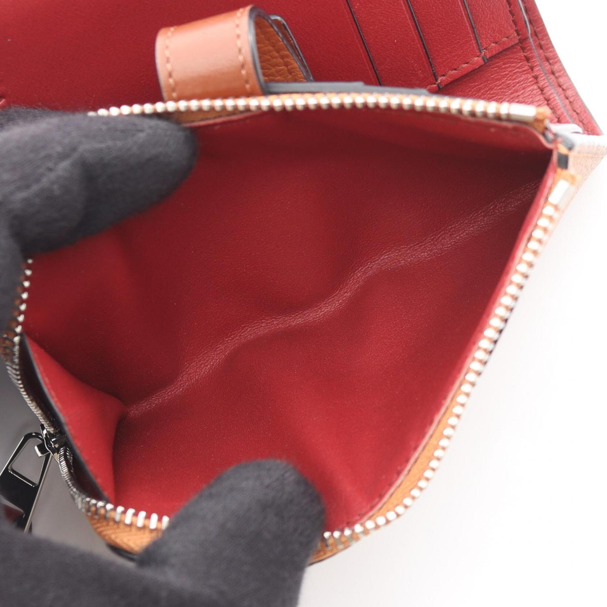 Loewe Brown Red Color Leather Wallet (Bi-Fold) (Pre-Owned)