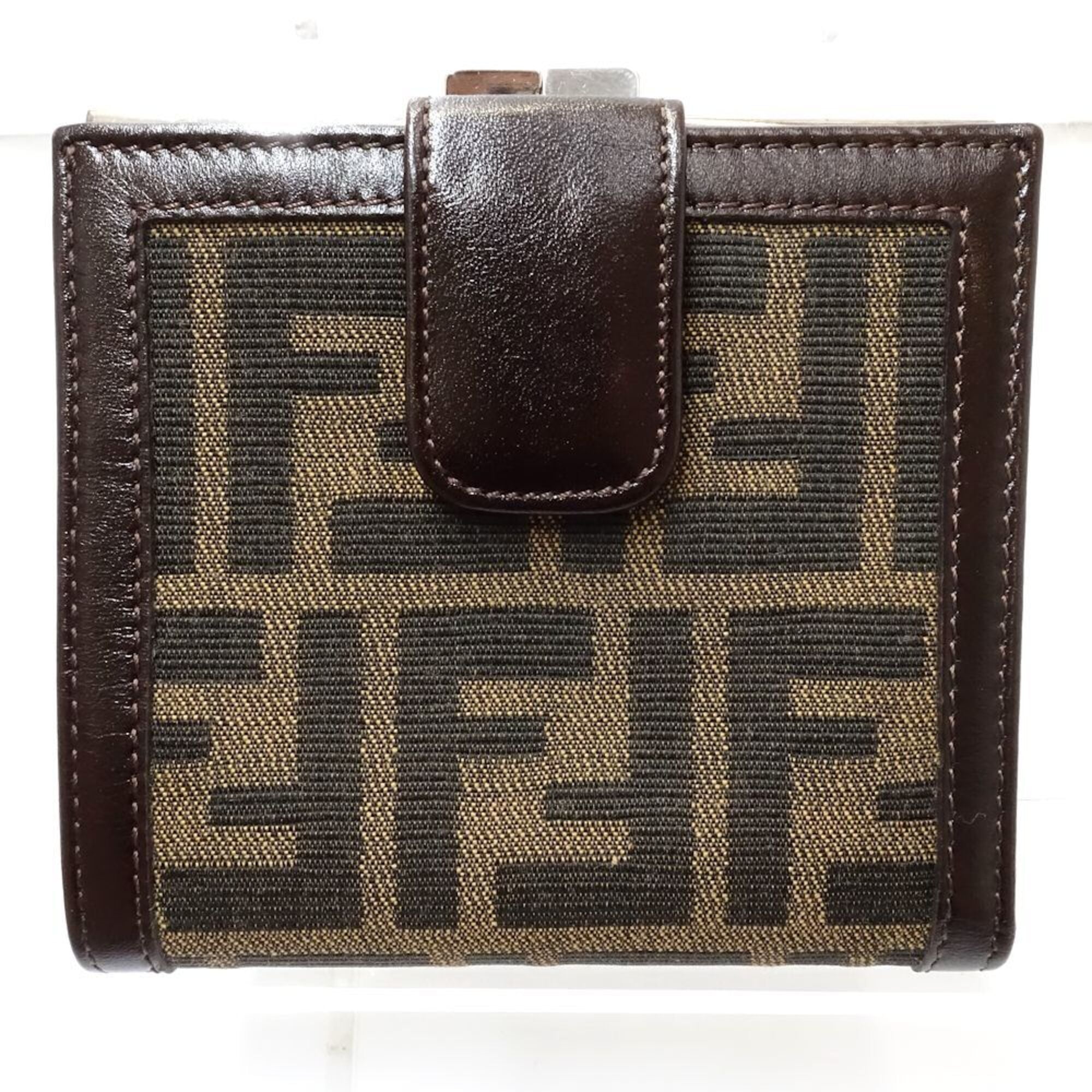 Fendi Zucca Brown Canvas Leather Wallet (Bi-Fold) (Pre-Owned)