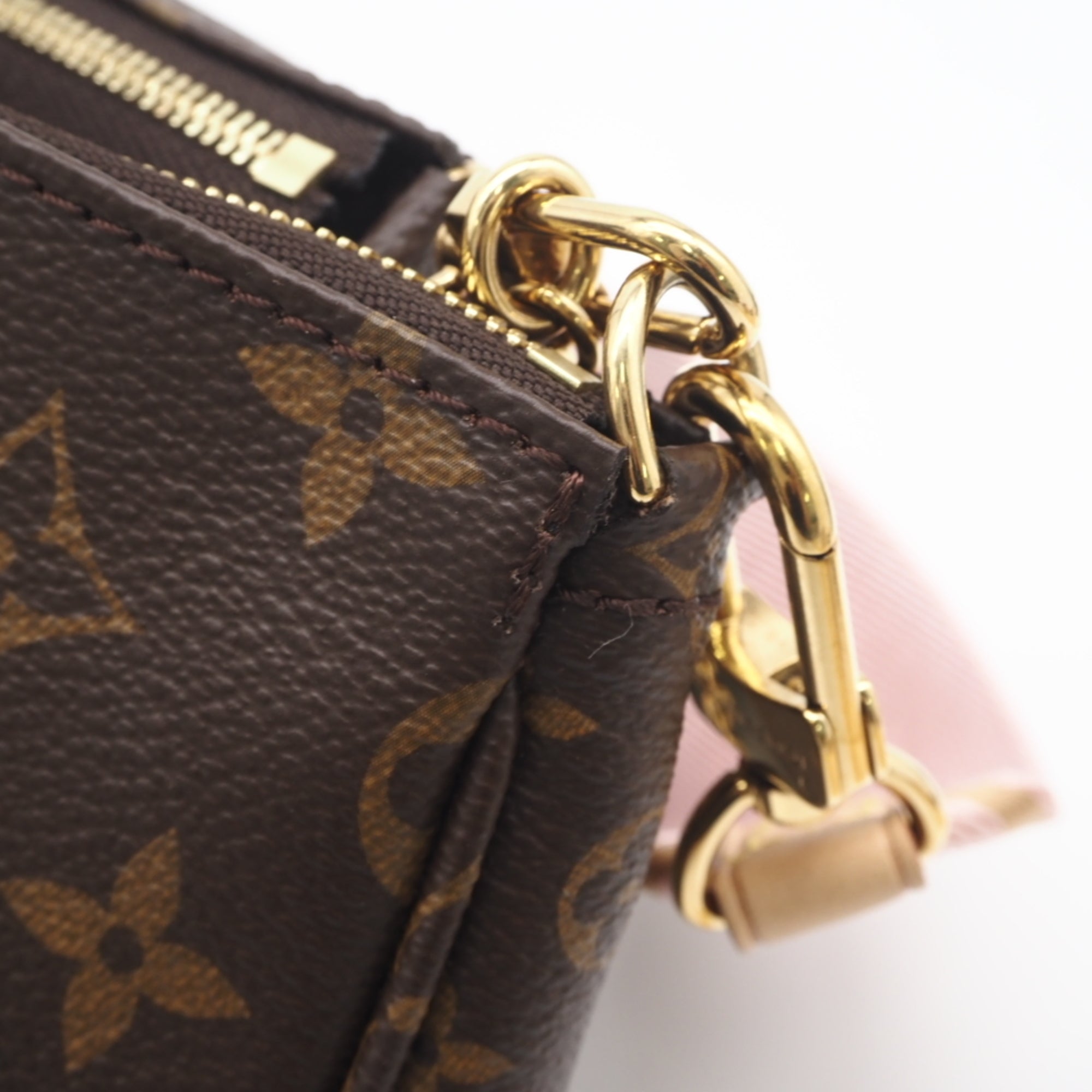 Louis Vuitton Beige Pink Brown Monogram Rose Clair Leather Coated Canvas Pochette Pouch Shoulder Bag (Pre-Owned)