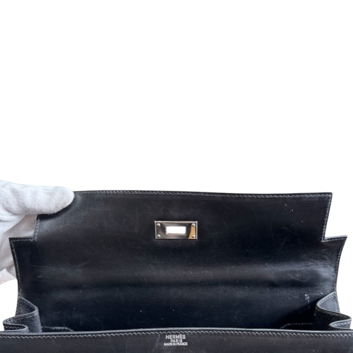 Hermes Black Box Calf Leather Shoulder Bag (Pre-Owned)