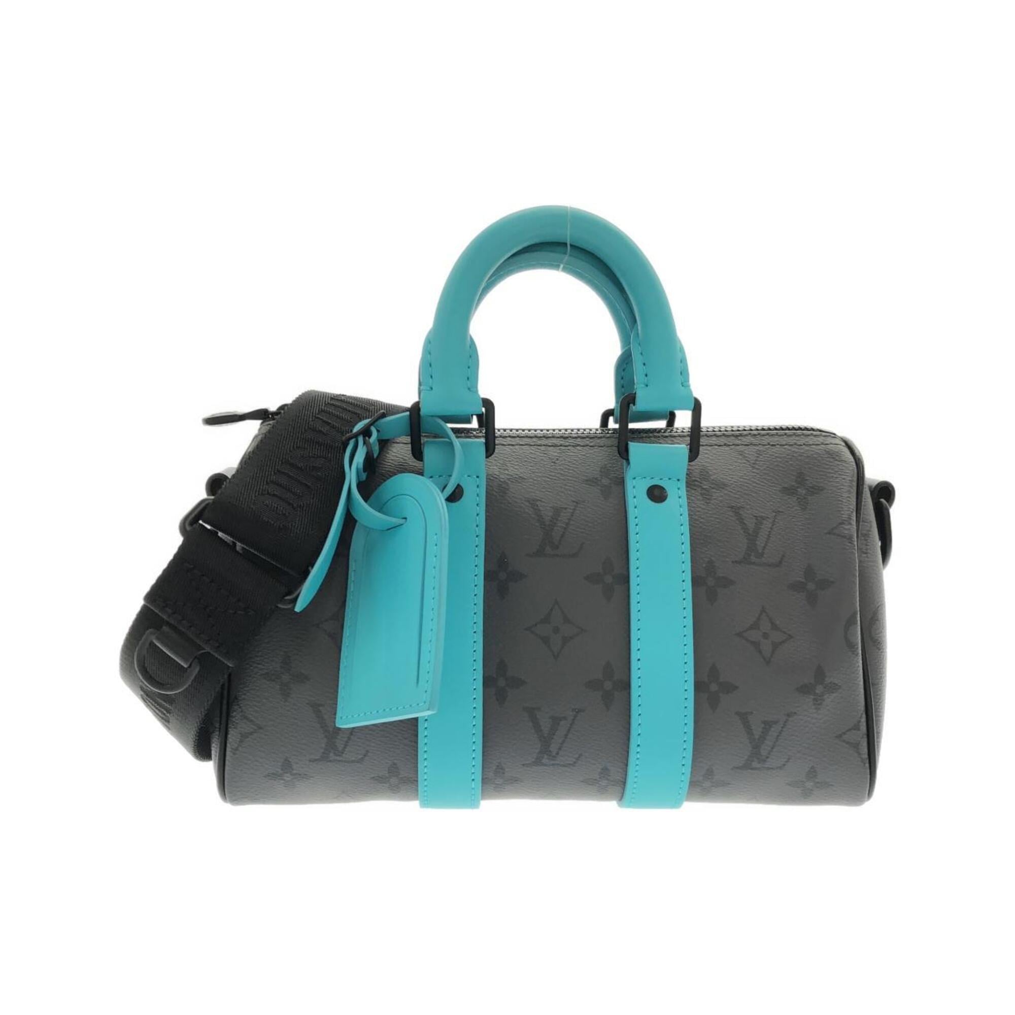 Louis Vuitton Black Turquoise Coated Canvas Boston Bag (Pre-Owned)