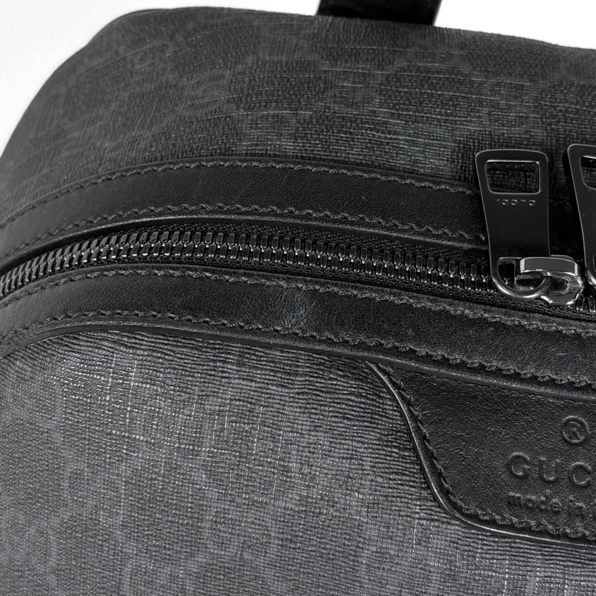 Gucci Black Coated Canvas Leather Backpack (Pre-Owned)