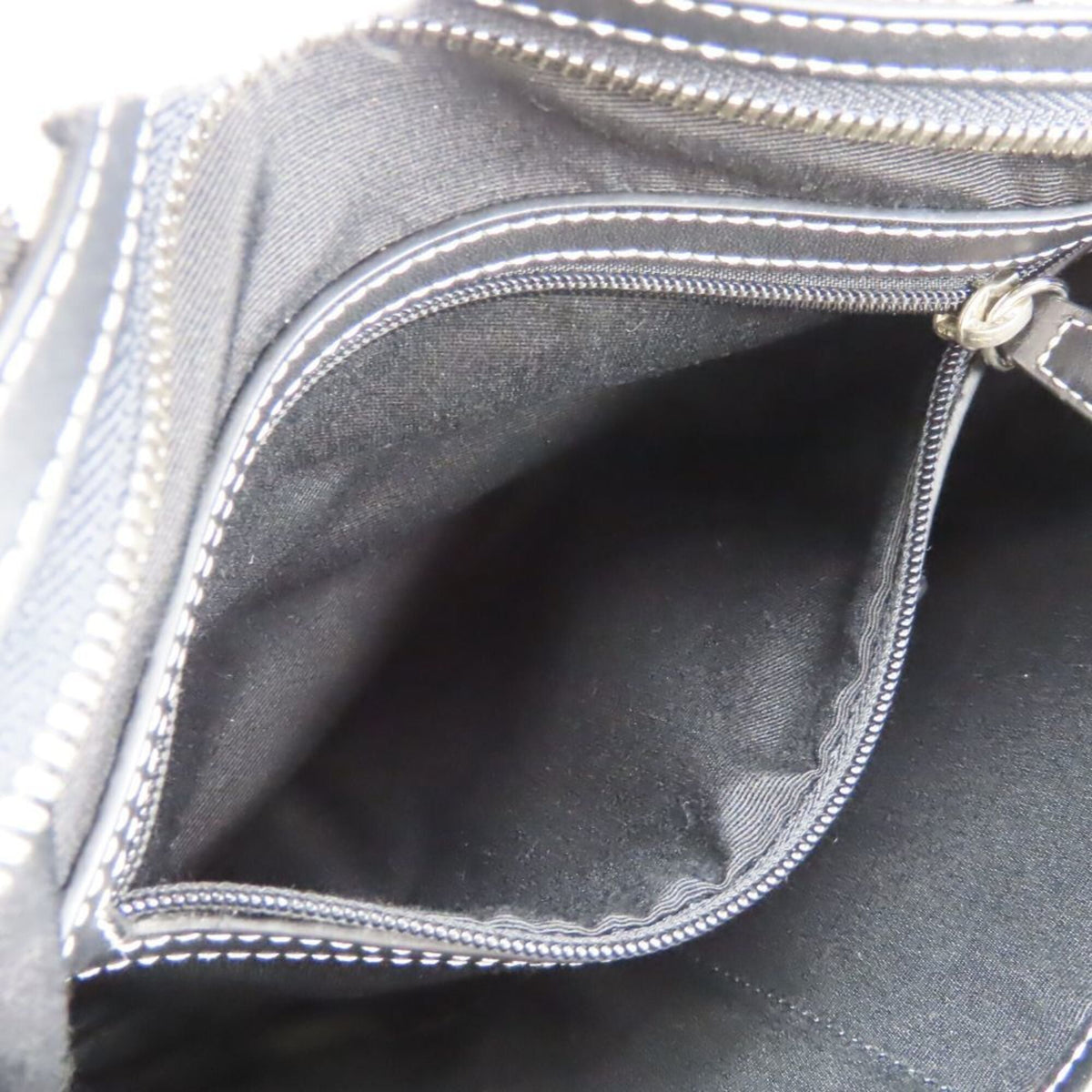 Coach Signature Black Gray Canvas Leather Shoulder Bag (Pre-Owned)