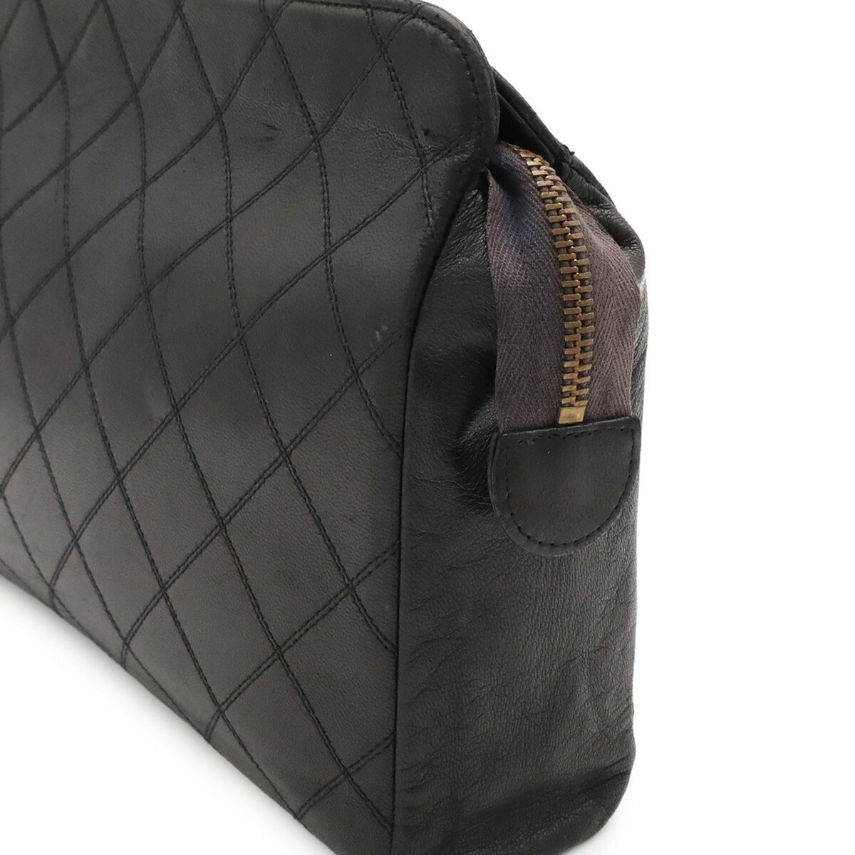 Chanel Bicolor Black Leather Clutch Bag (Pre-Owned)