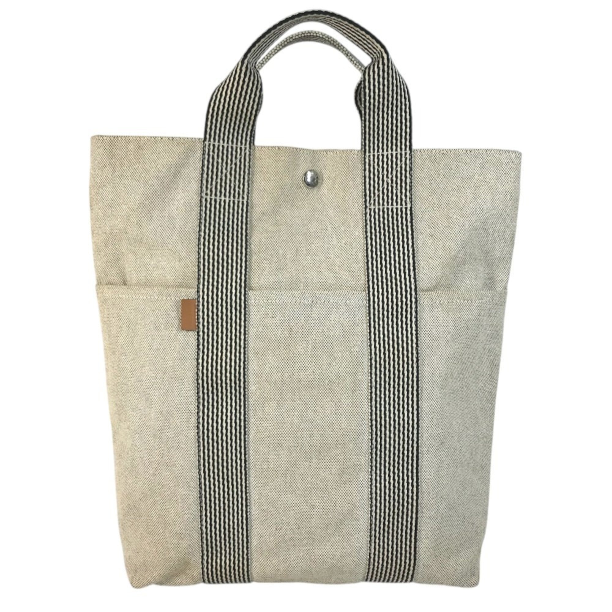 Hermes Black Ivory Yellow Canvas Handbag Tote Bag (Pre-Owned)