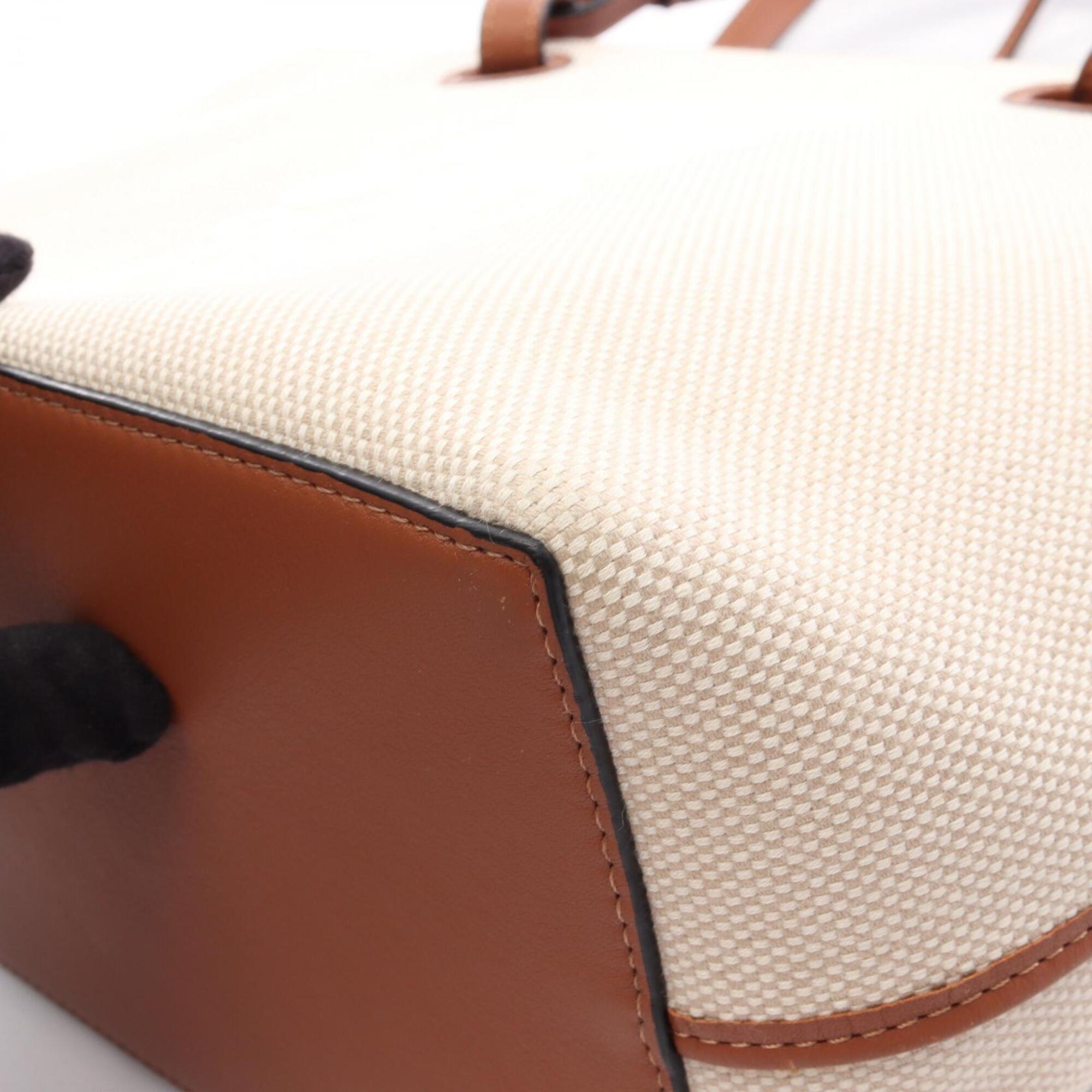 Loewe Beige Brown Canvas Leather Handbag Tote Bag (Pre-Owned)