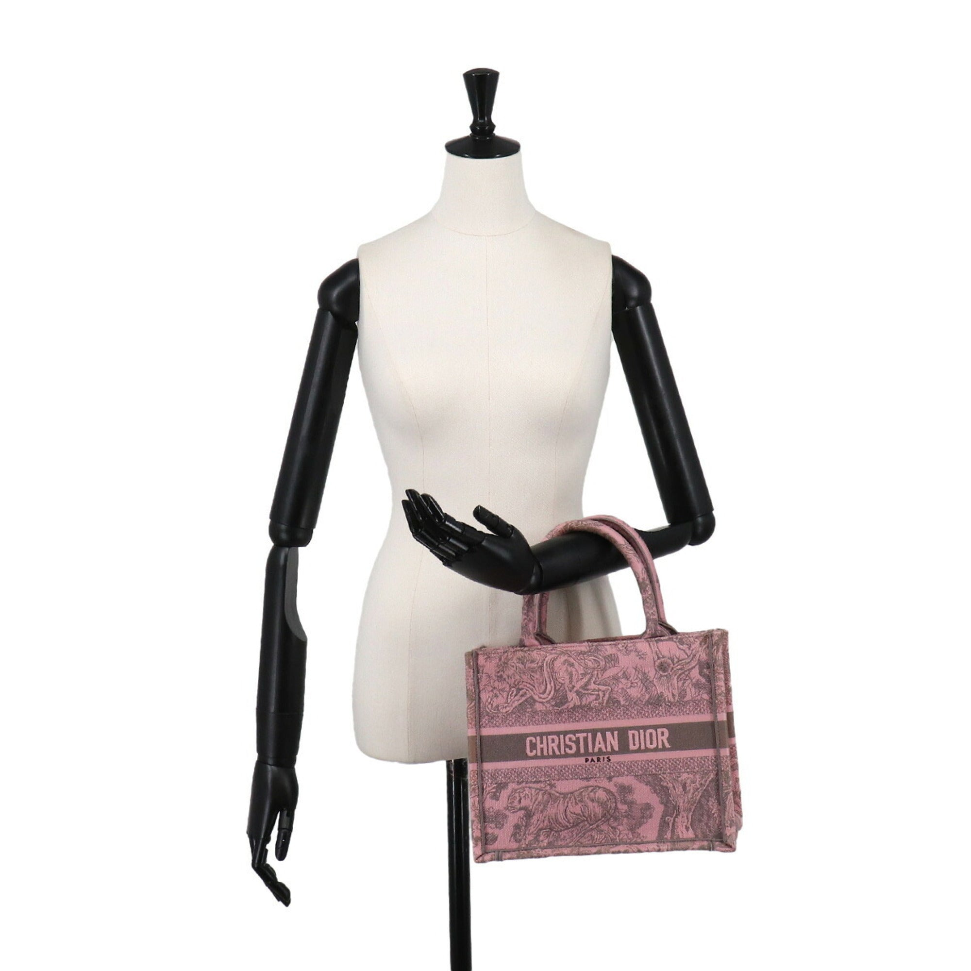 Christian Dior Gray Pink Canvas Handbag Tote Bag (Pre-Owned)