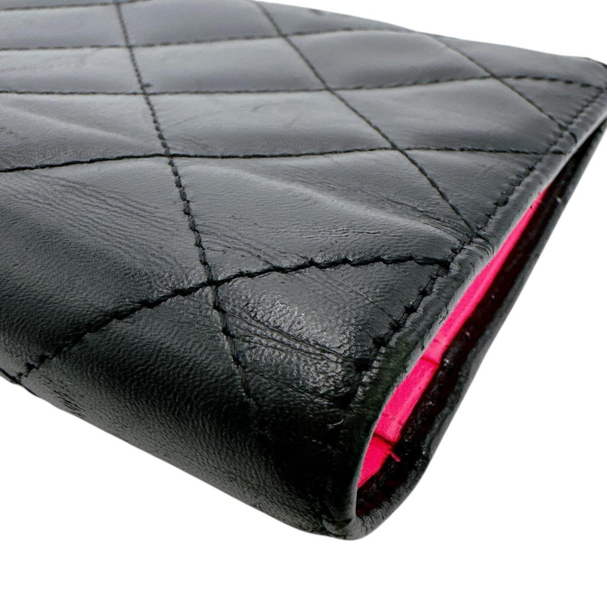 Chanel Black Leather Long Wallet (Bi-Fold) (Pre-Owned)