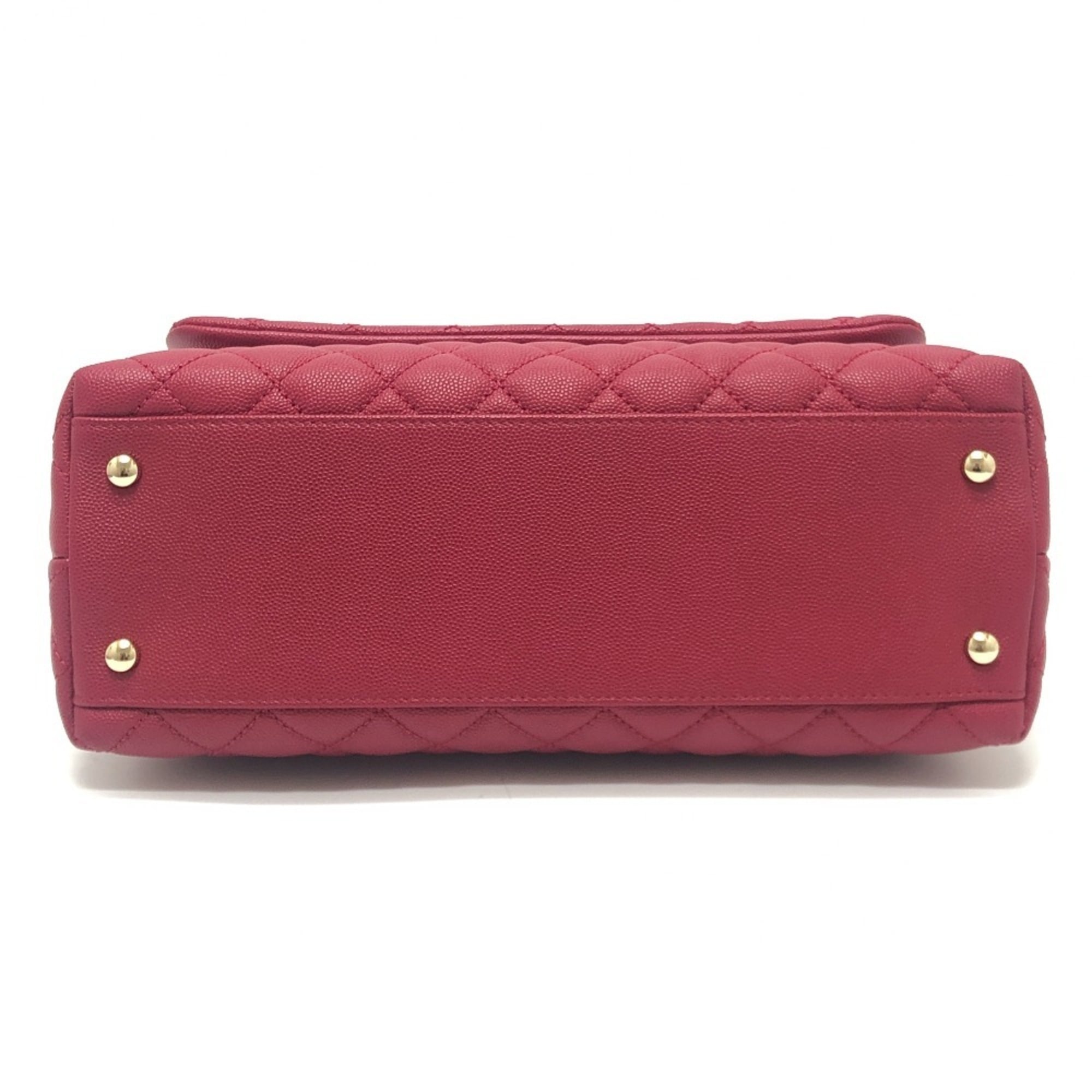Chanel Matelasse Red Color Grained Calfskin Handbag Shoulder Bag (Pre-Owned)