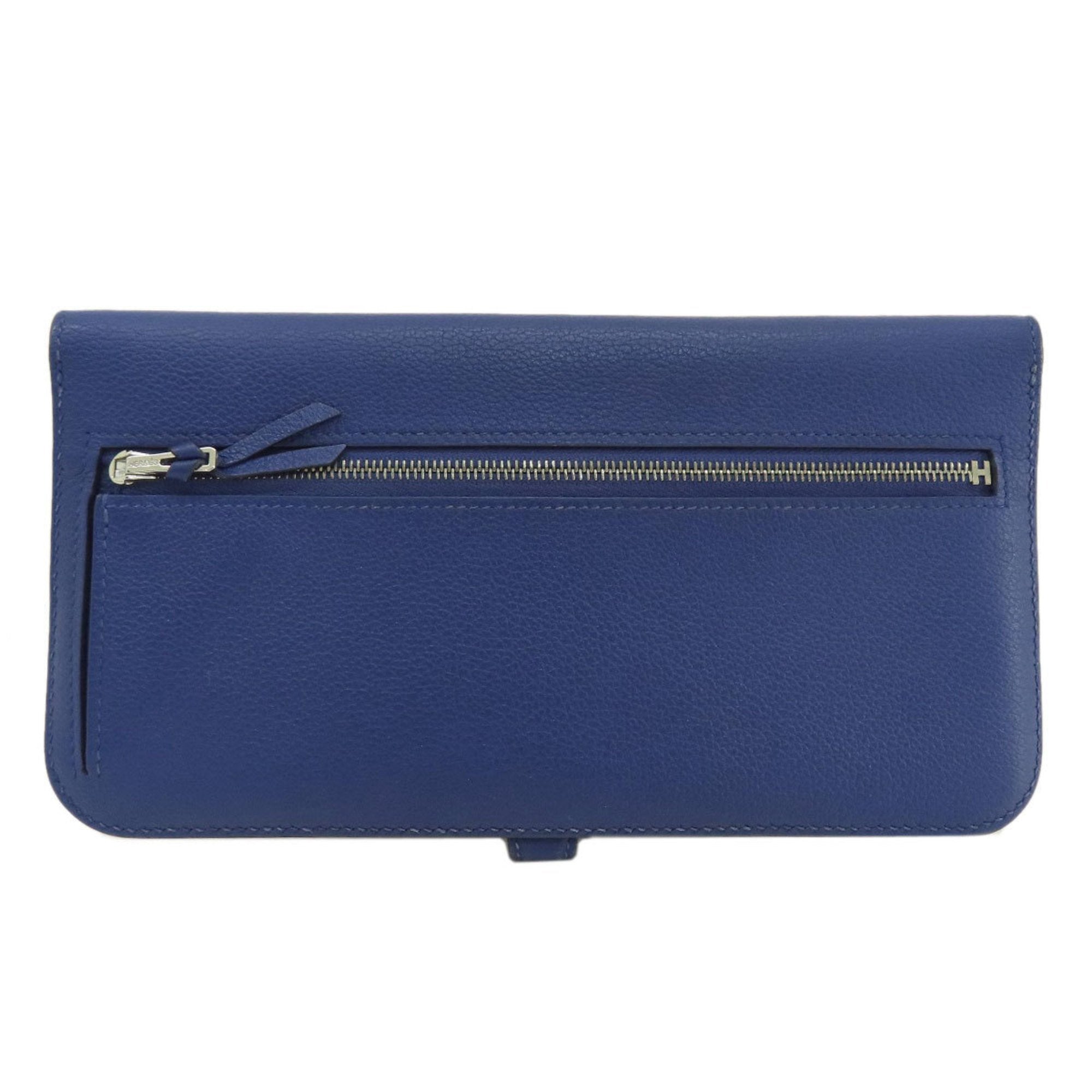 Hermes Blue Leather Long Wallet (Bi-Fold) (Pre-Owned)