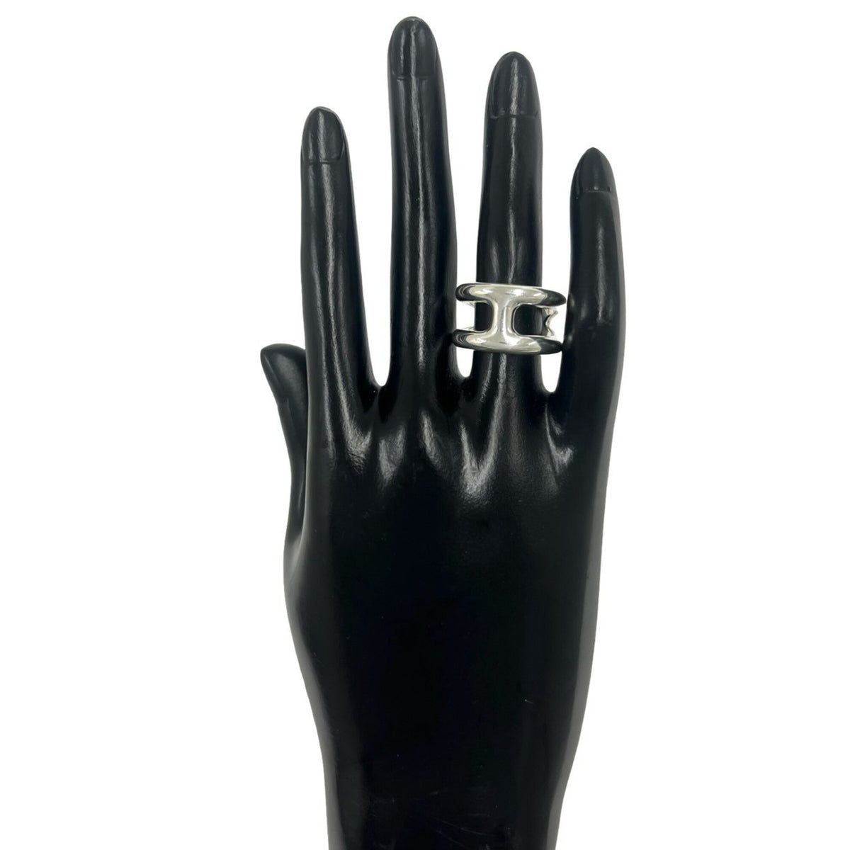 Hermes Silver Silver 925 Band Ring (Pre-Owned)