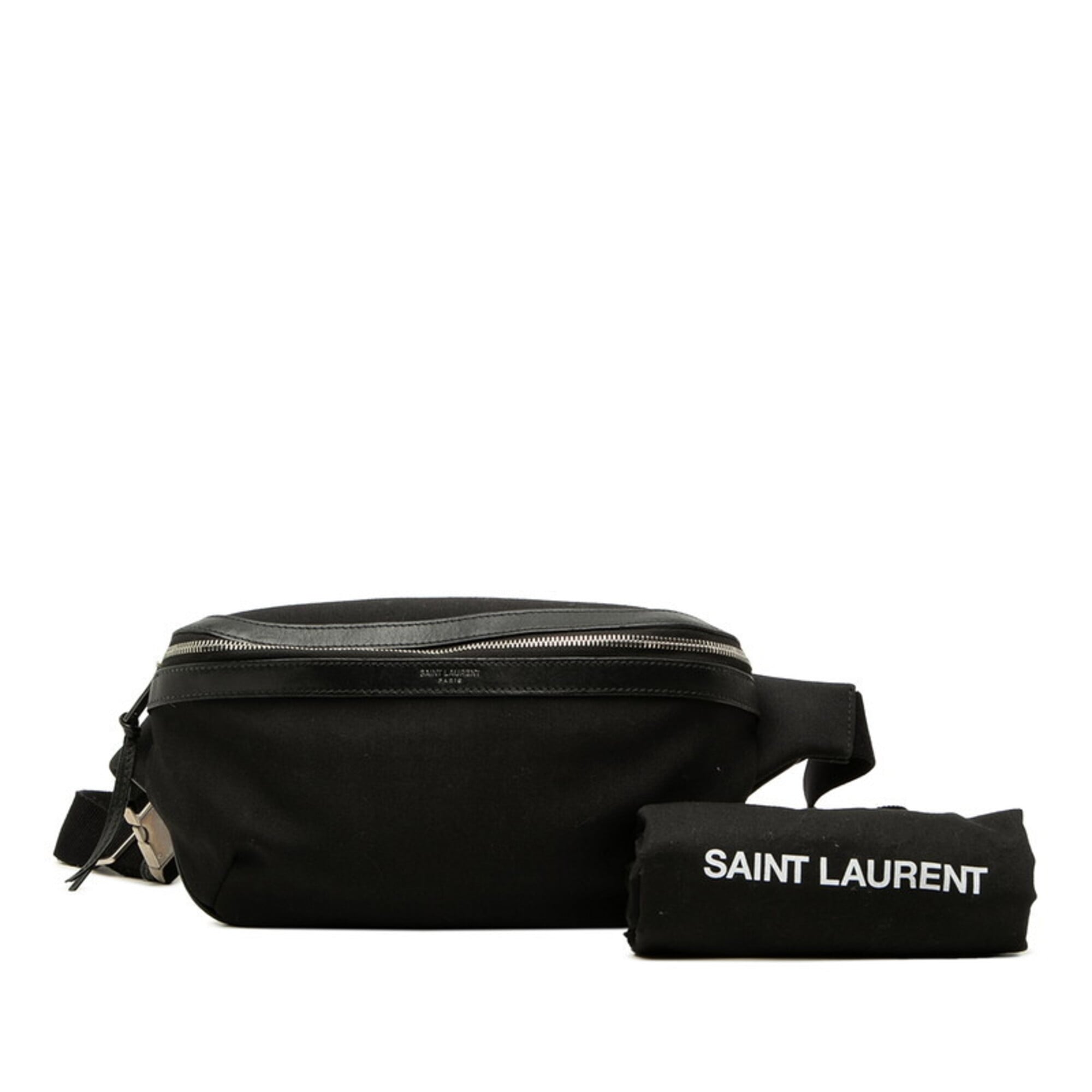 Saint Laurent Black Canvas Leather Sling Bag (Pre-Owned)