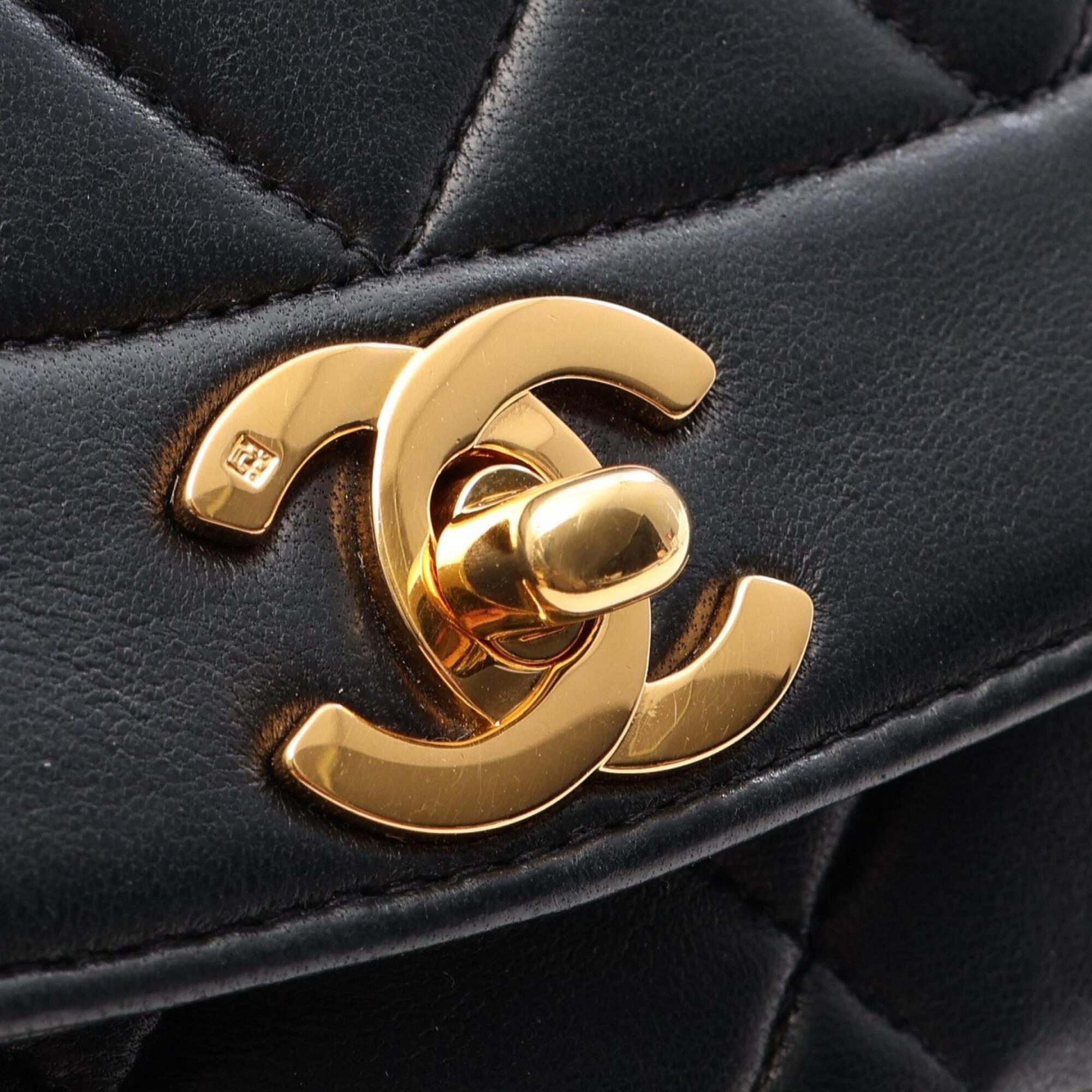 Chanel Black Leather Handbag Shoulder Bag (Pre-Owned)