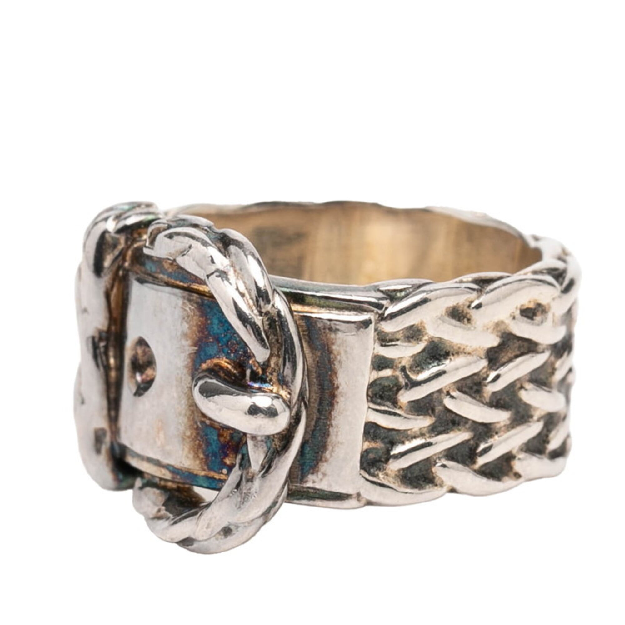 Hermes Silver Silver 925 Band Ring (Pre-Owned)