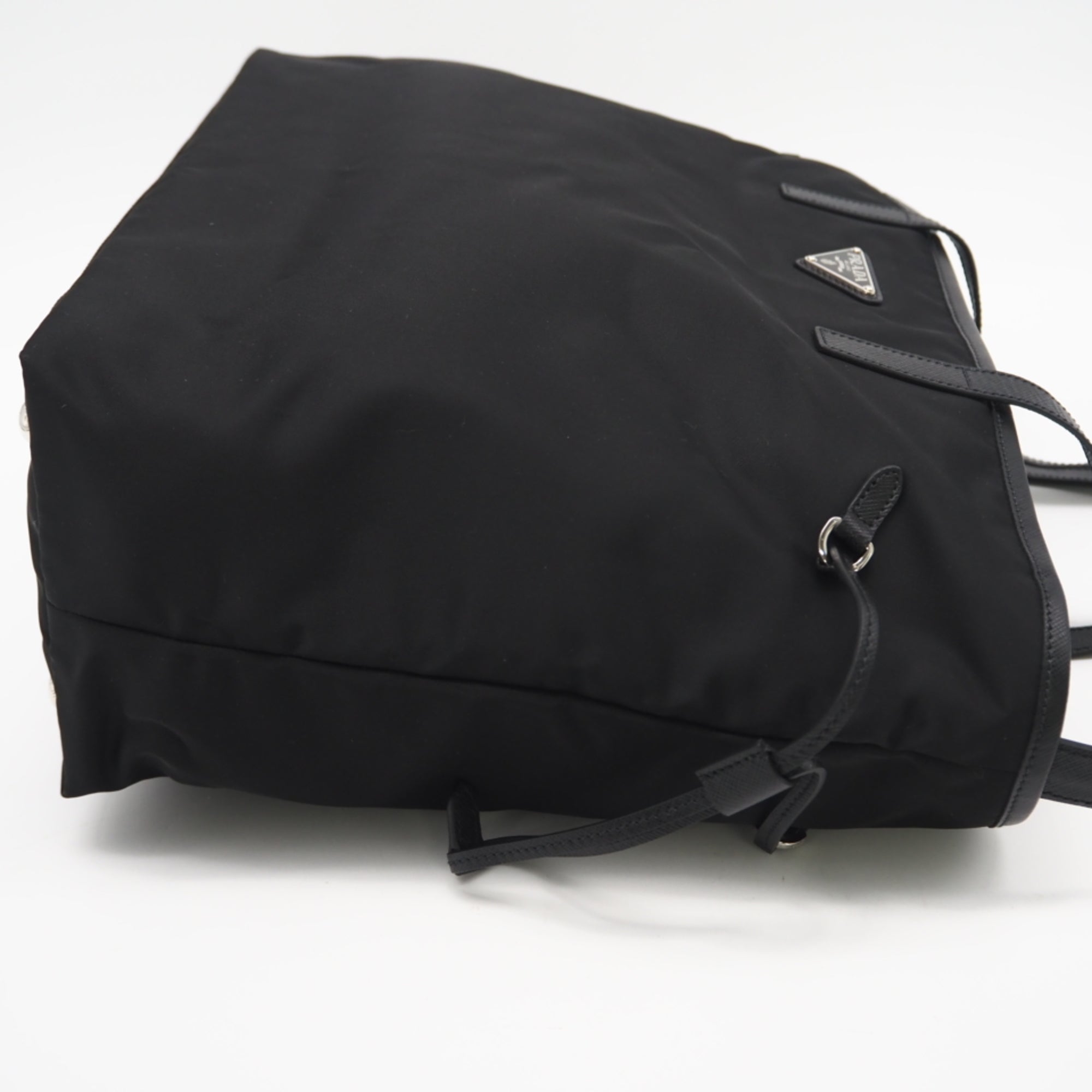 Prada Black Nylon Leather Tote Bag (Pre-Owned)