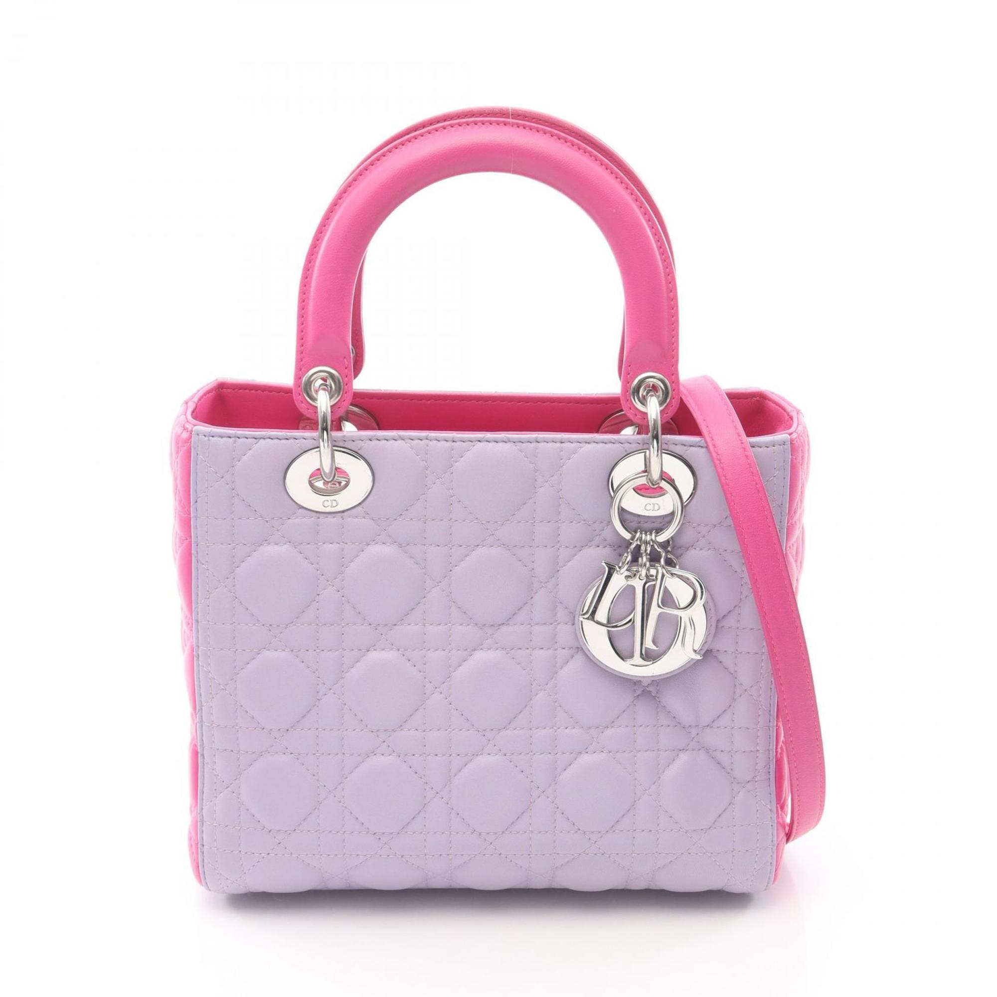 Christian Dior Pink Purple Leather Handbag (Pre-Owned)