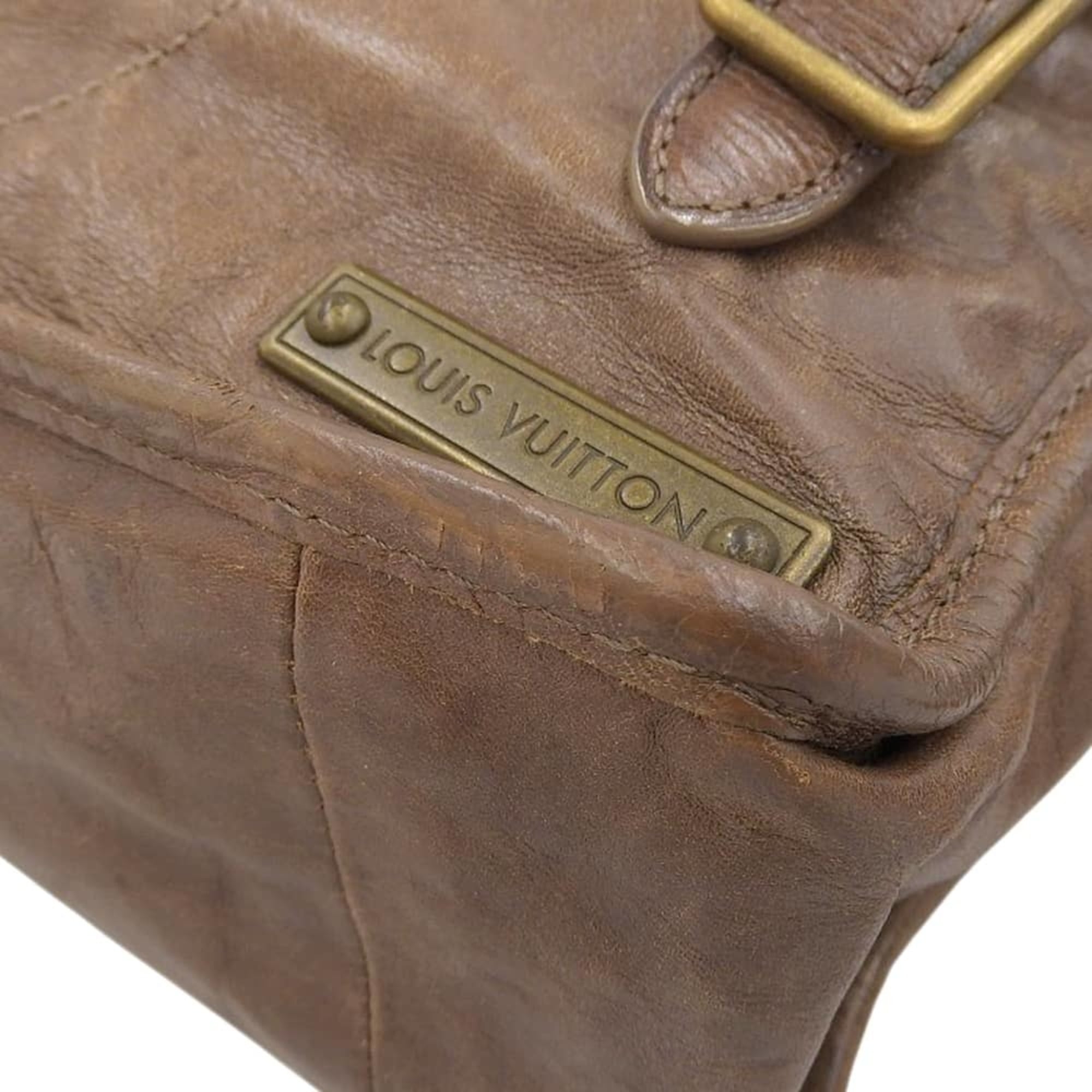 Louis Vuitton Brown Nylon Leather Shoulder Bag (Pre-Owned)