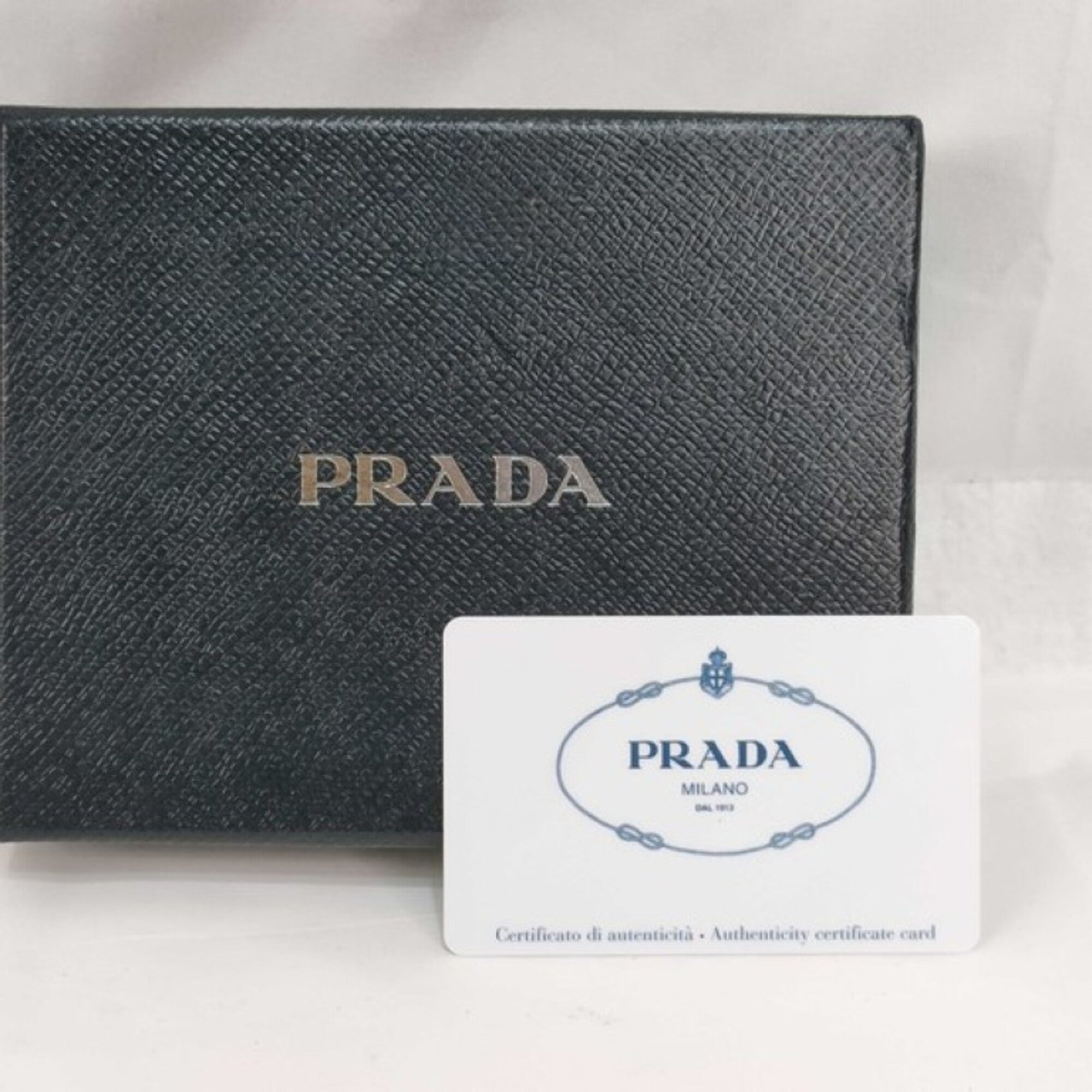 Prada Grayish Saffiano Metal Wallet (Tri-Fold) (Pre-Owned)