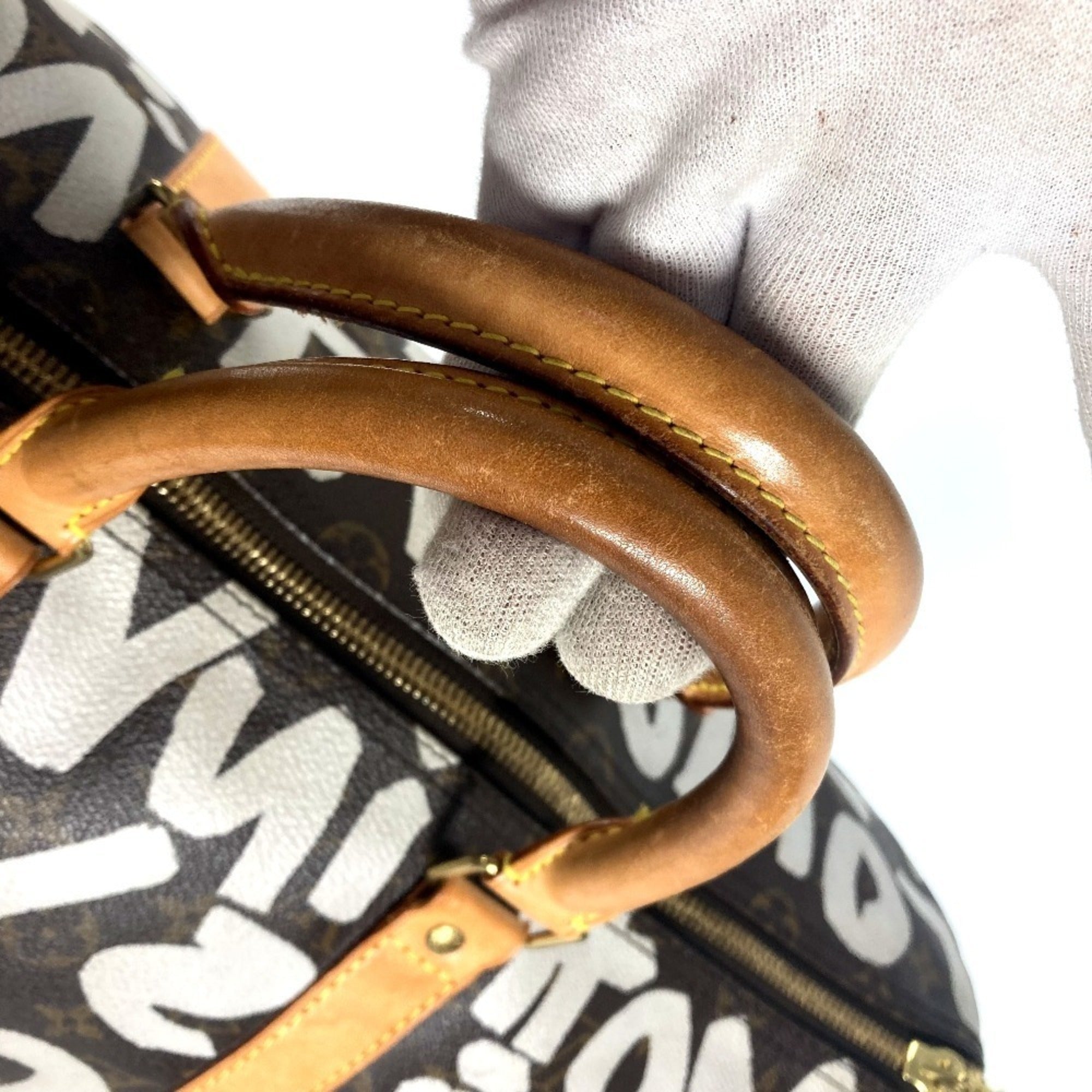 Louis Vuitton Brown Monogram White Monogram Graffiti Boston Bag (Pre-Owned)