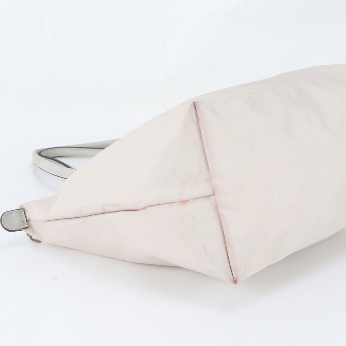 Longchamp Le Pliage Pink Beige Leather Nylon Handbag Shoulder Bag Tote Bag (Pre-Owned)