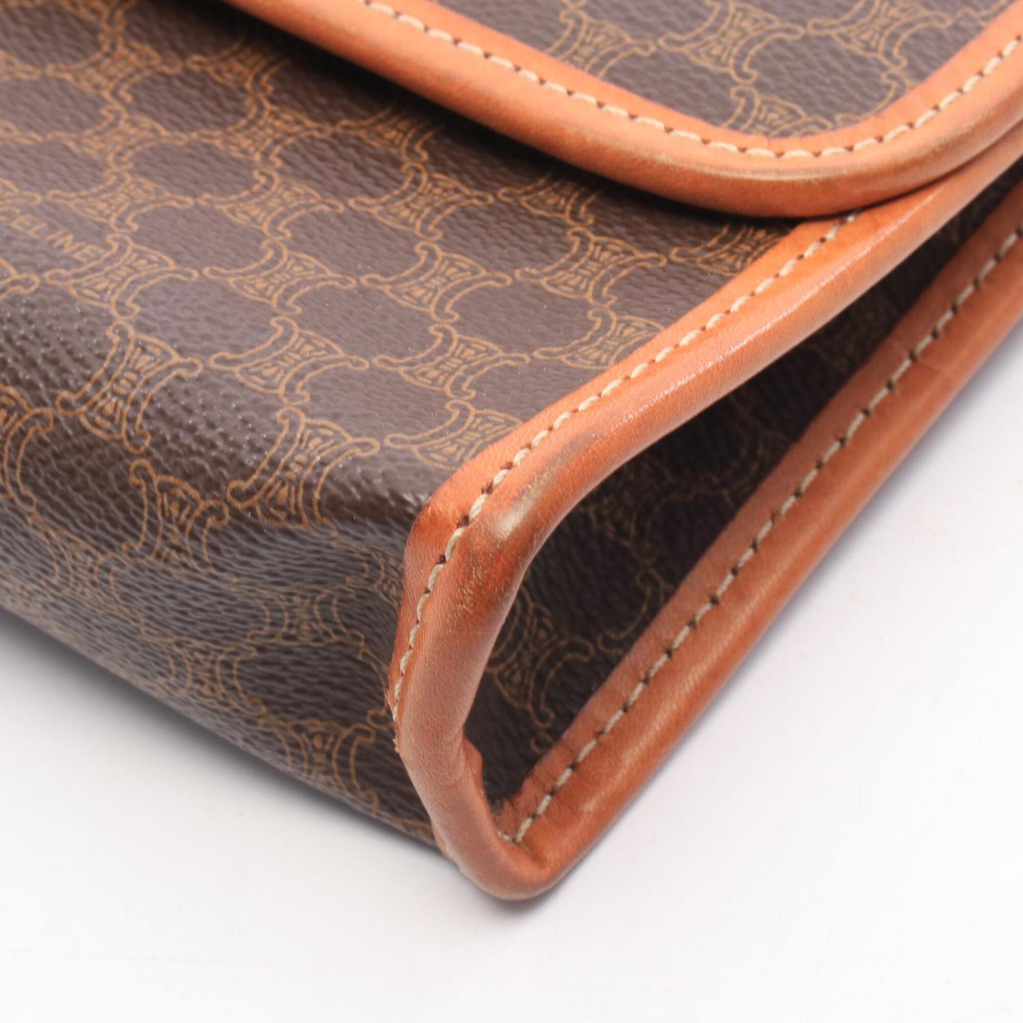 Celine Brown Coated Canvas Pvc Leather Handbag Shoulder Bag (Pre-Owned)