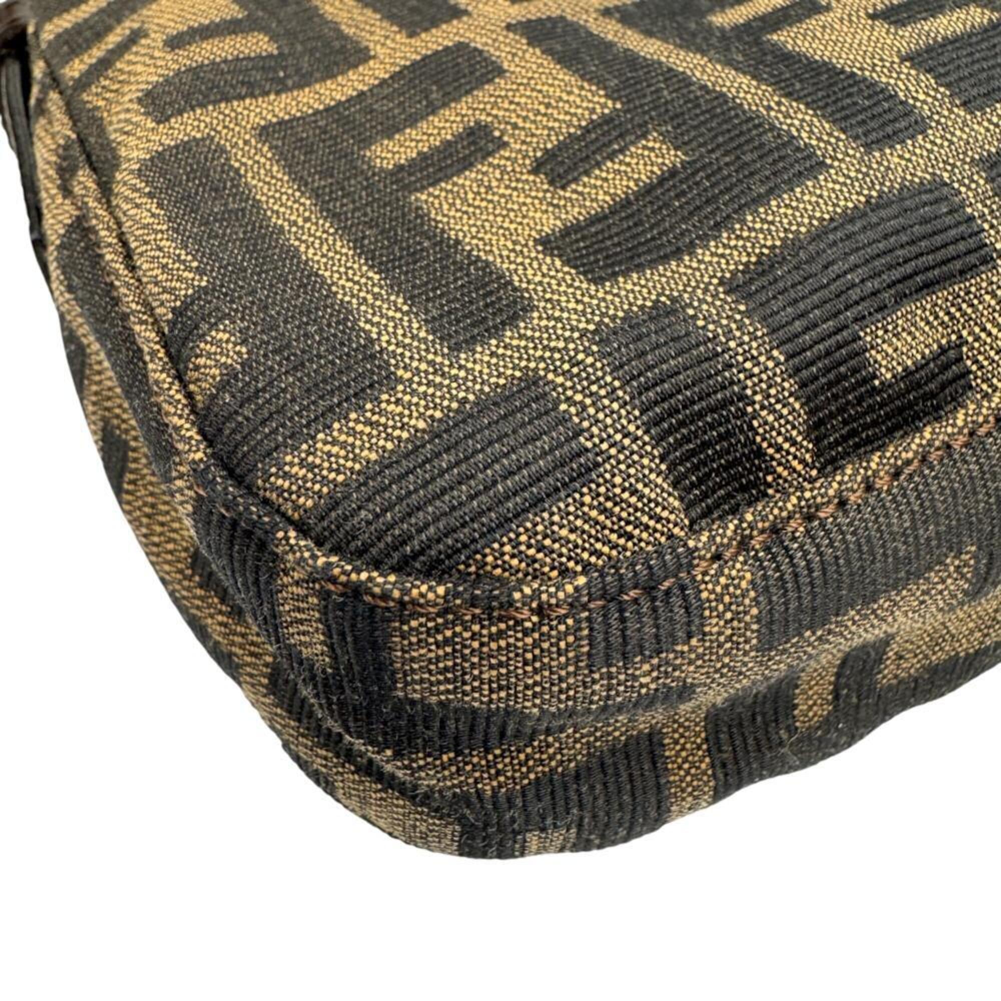 Fendi Brown Canvas Leather Handbag Pouch (Pre-Owned)